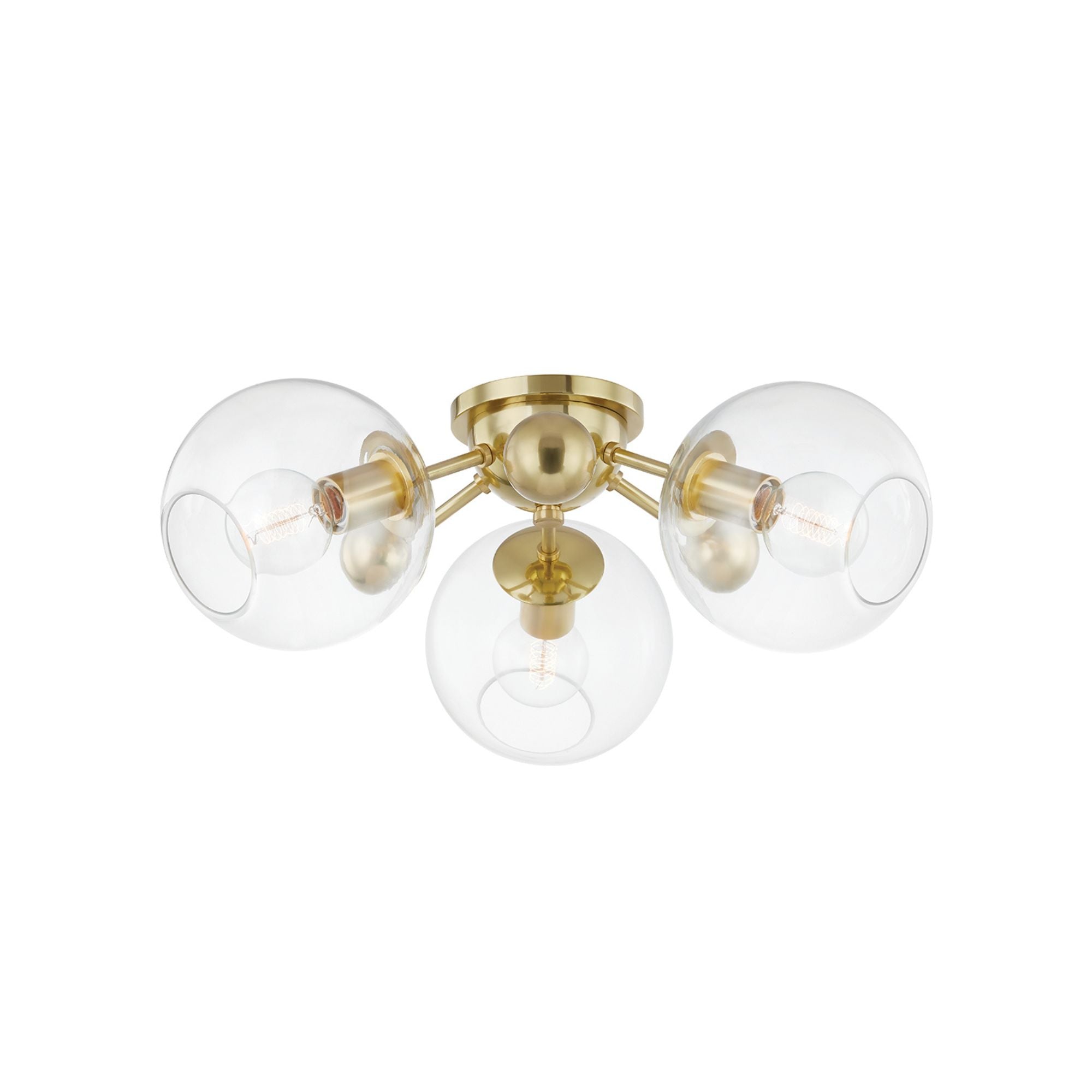 Abbott 25 in. 3 Lights Semi flush Mount Light Brass finish