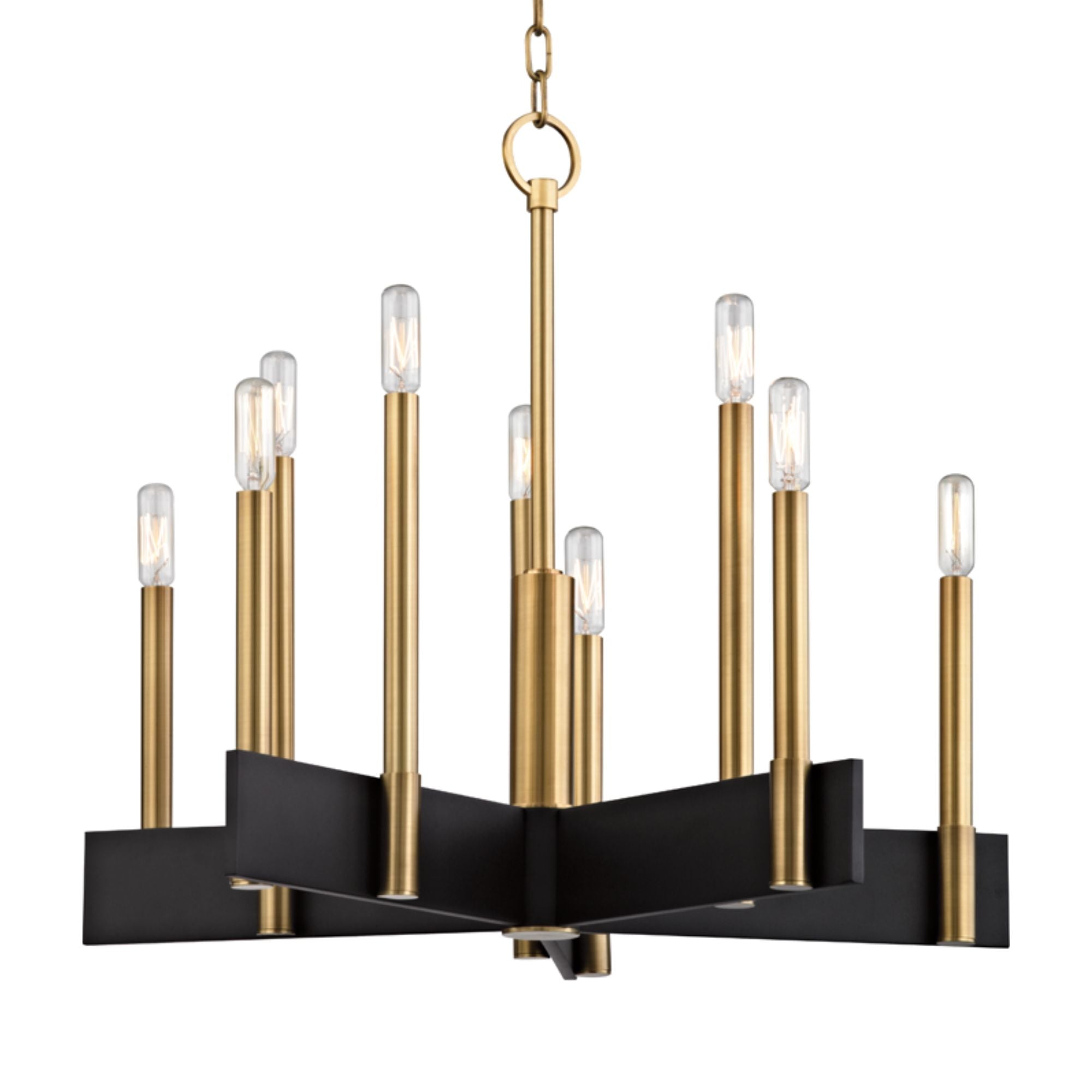 Abrams 24" 10-Light Chandelier, Aged Brass Finish