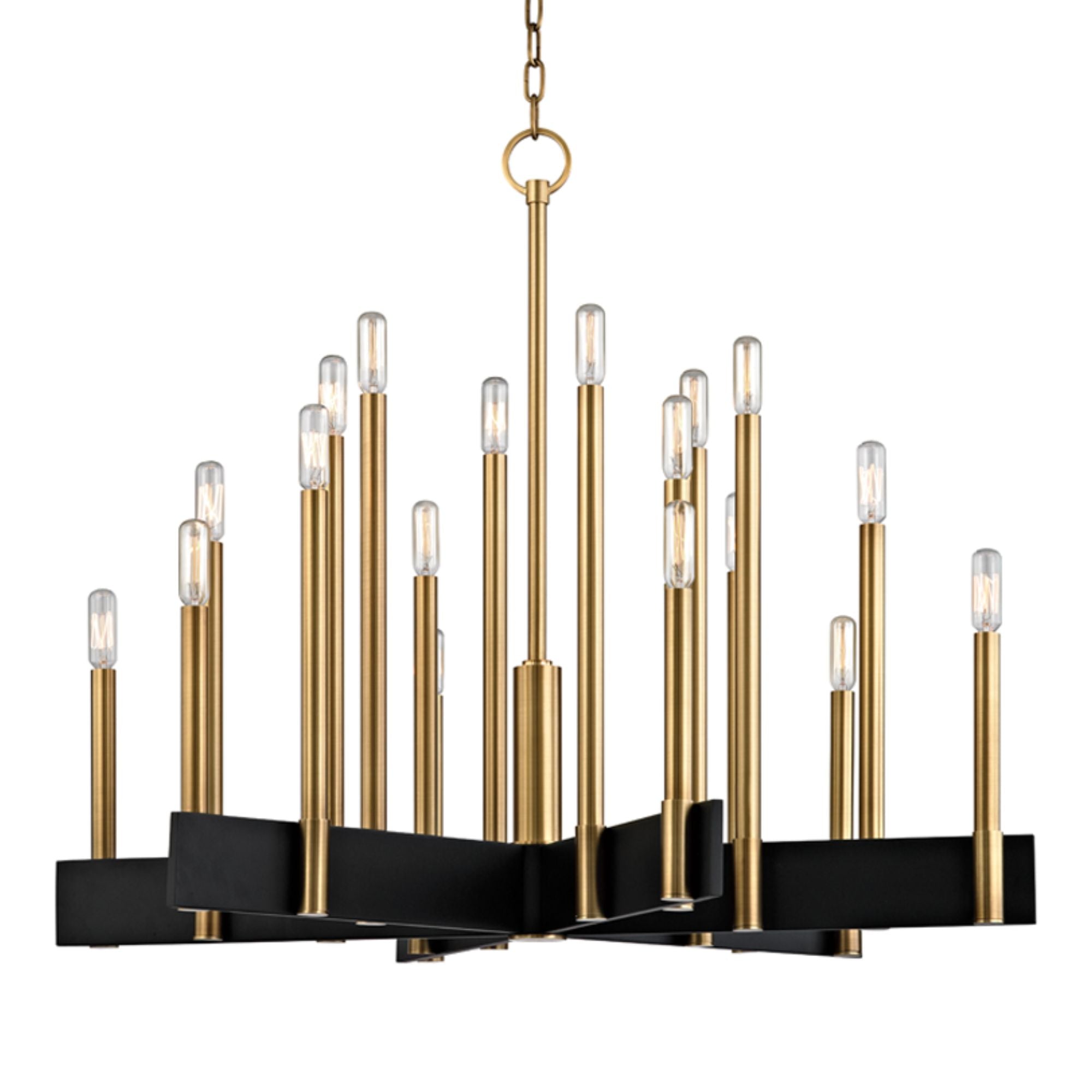 Abrams 34" 18-Light Chandelier, Aged Brass Finish