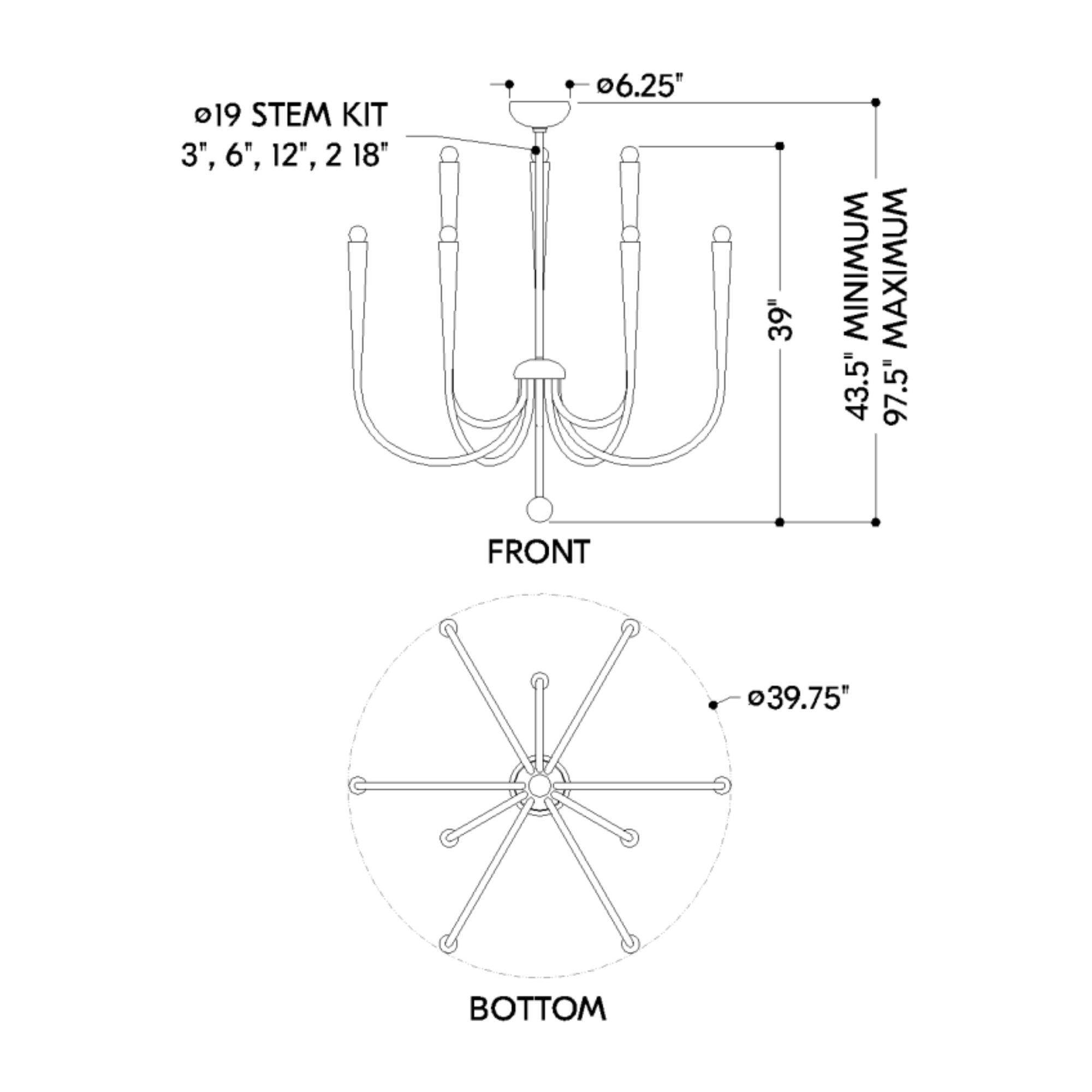 Adley 40" 9-Light Chandelier, Gradient Brass Finish