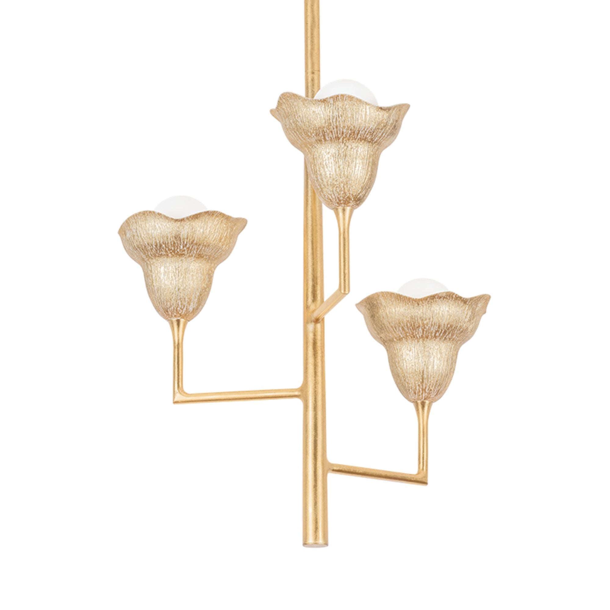 Alora 23" 3-Light Chandelier, Vintage Gold Leaf/Gilded Ivory Finish