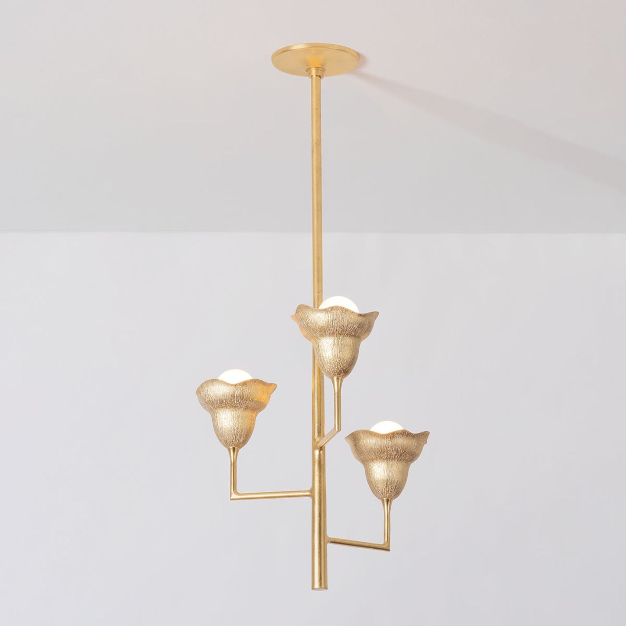 Alora 23" 3-Light Chandelier, Vintage Gold Leaf/Gilded Ivory Finish