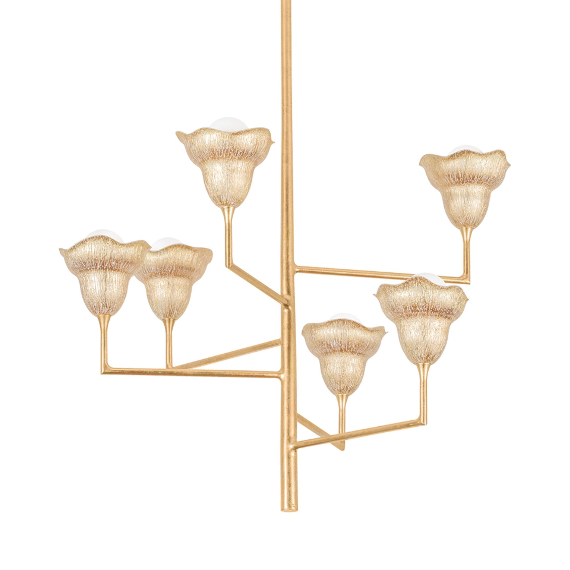 Alora 32" 6-Light Chandelier, Vintage Gold Leaf/Gilded Ivory Finish