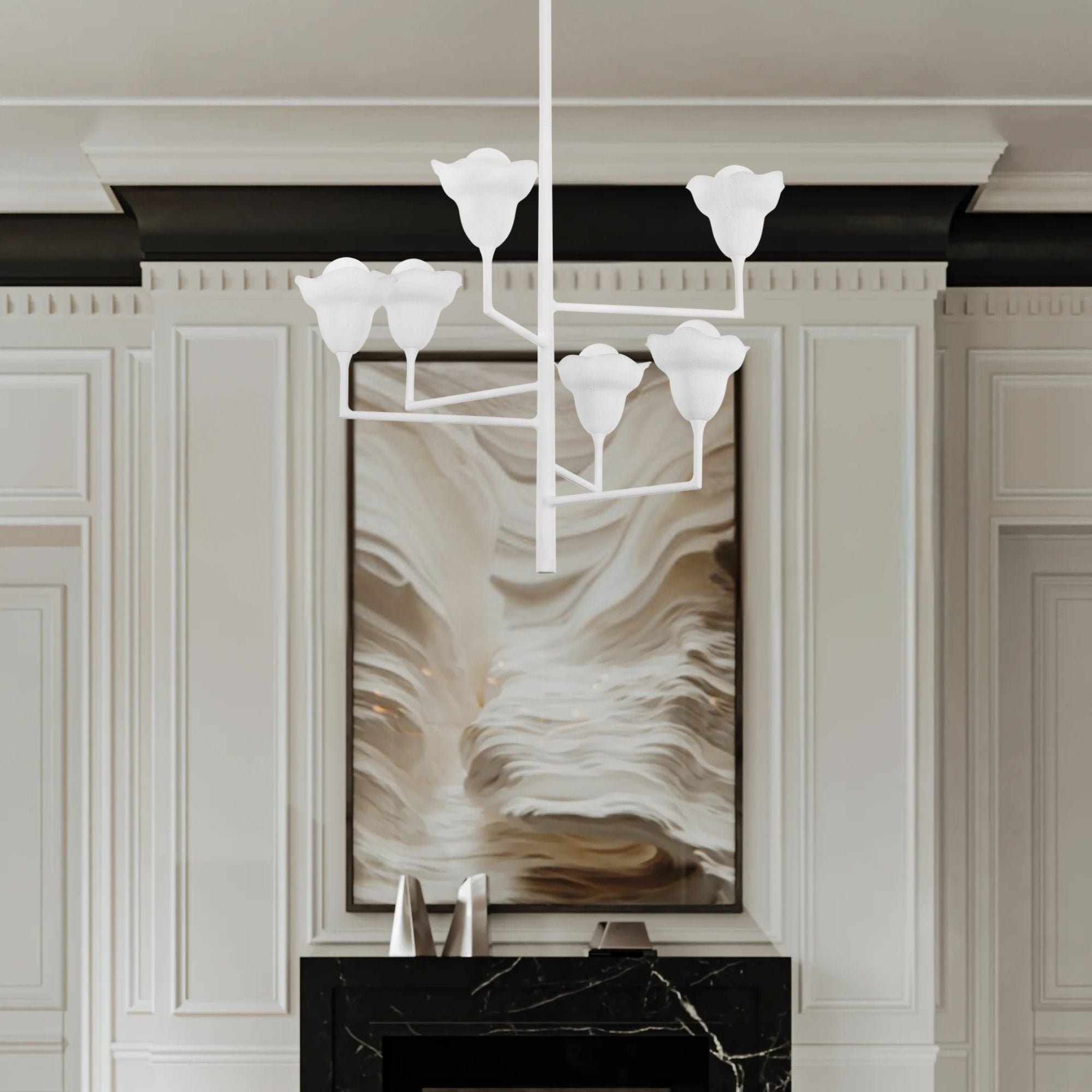 Alora 32" 6-Light Chandelier, White Plaster Finish