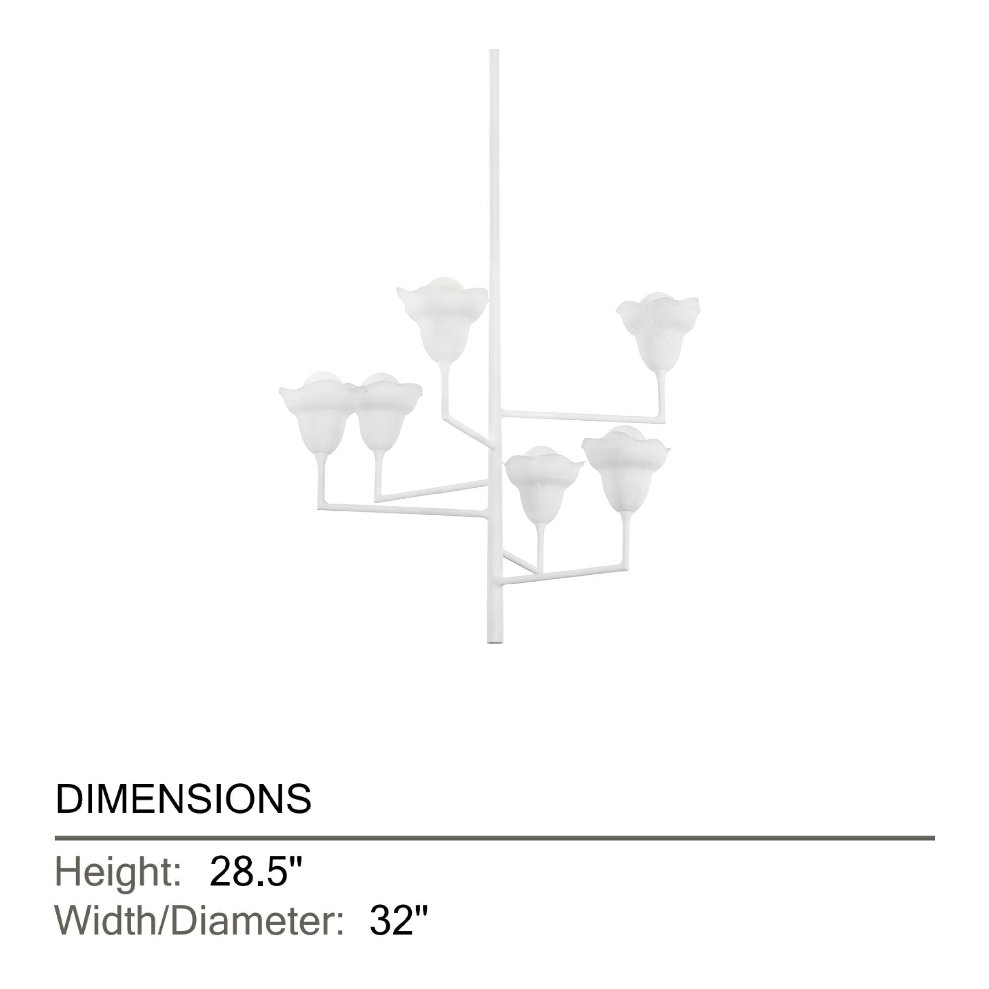 Alora 32" 6-Light Chandelier, White Plaster Finish