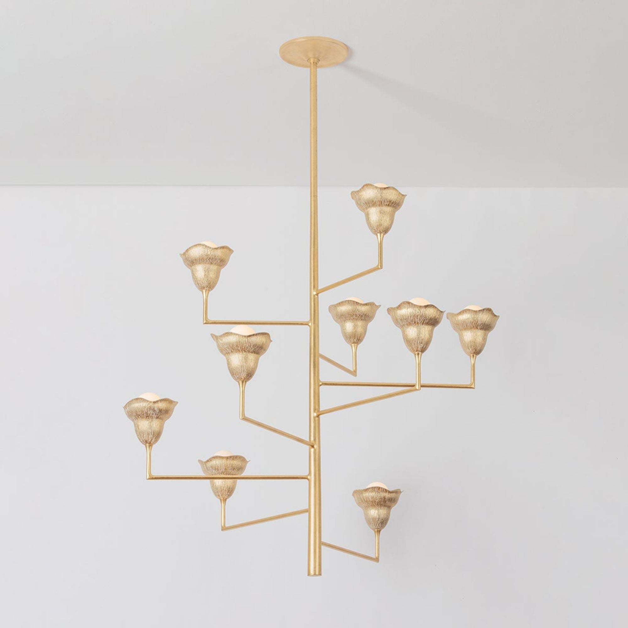 Alora 45" 9-Light Chandelier, Vintage Gold Leaf/Gilded Ivory Finish