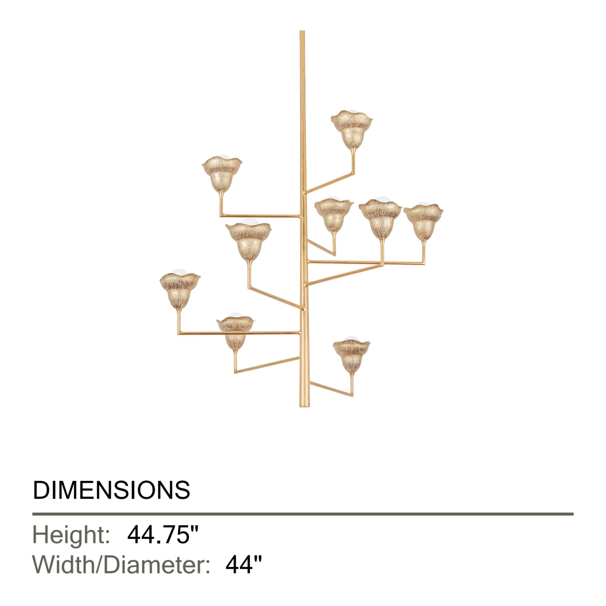 Alora 45" 9-Light Chandelier, Vintage Gold Leaf/Gilded Ivory Finish