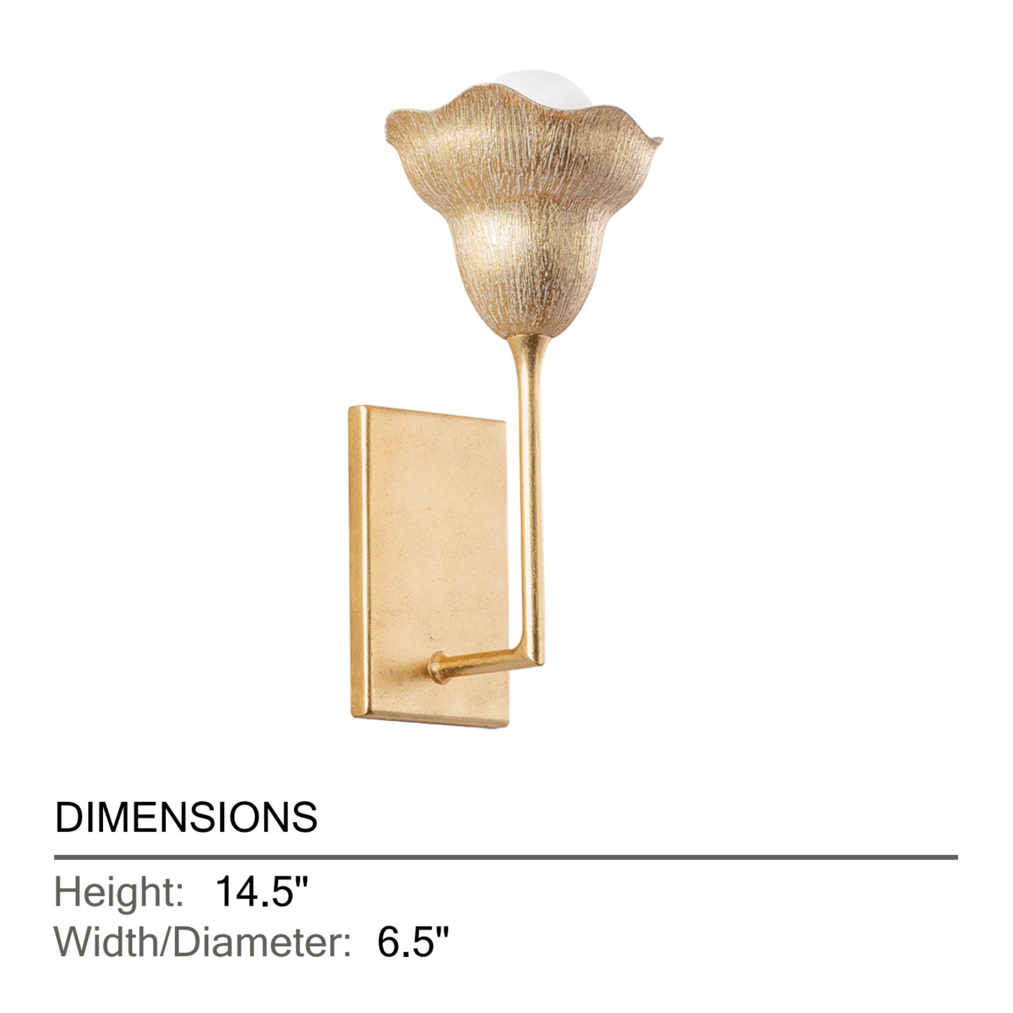 Alora 15" Wall Sconce, Vintage Gold Leaf/Gilded Ivory Finish