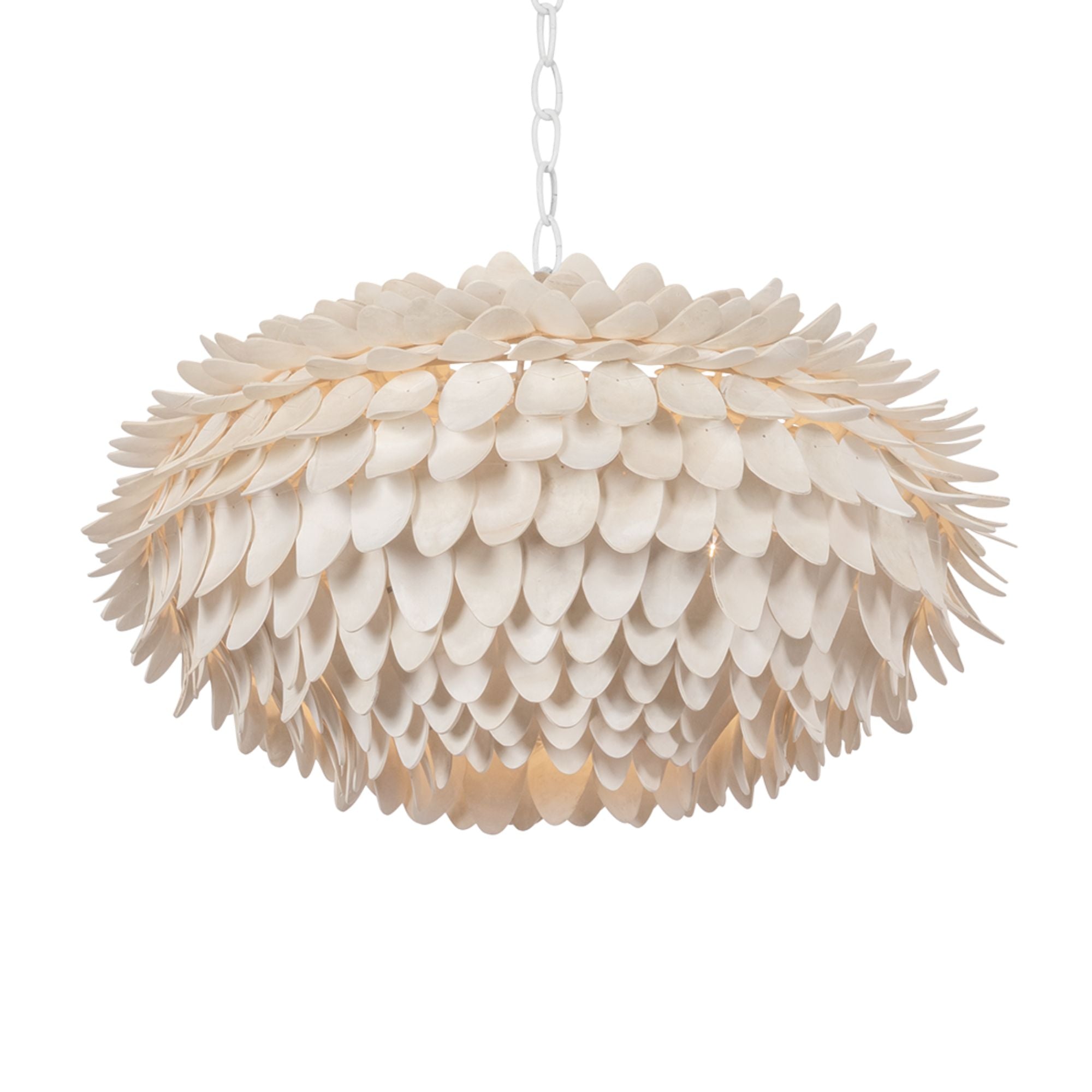 Hudson Valley Alsen 25.75 in. 3-Light Pendant, White Plaster with Coco Shell Shade