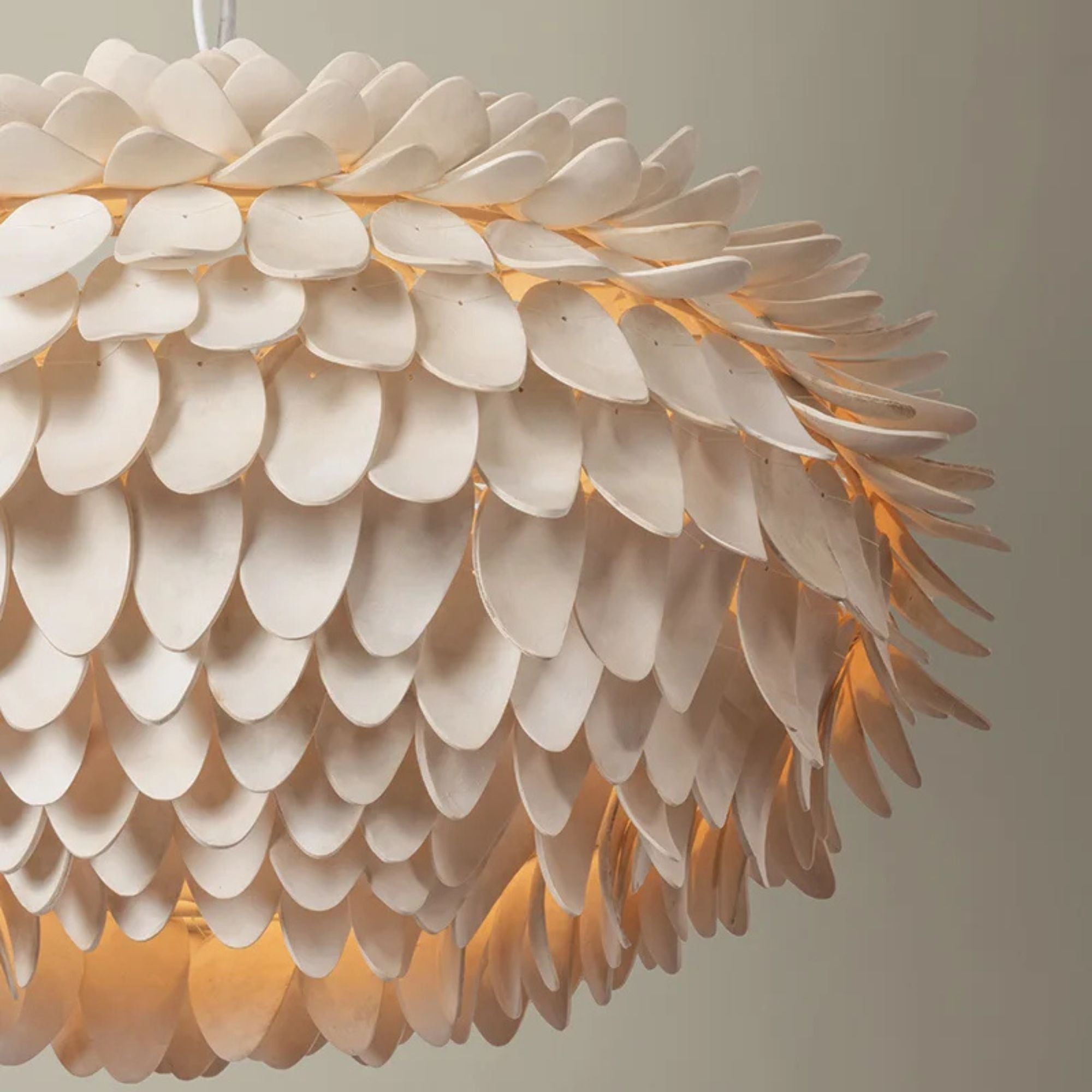 Hudson Valley Alsen 25.75 in. 3-Light Pendant, White Plaster with Coco Shell Shade