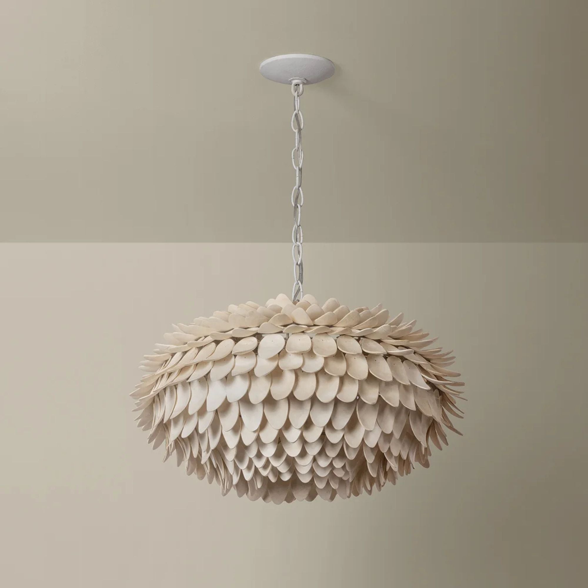 Hudson Valley Alsen 25.75 in. 3-Light Pendant, White Plaster with Coco Shell Shade