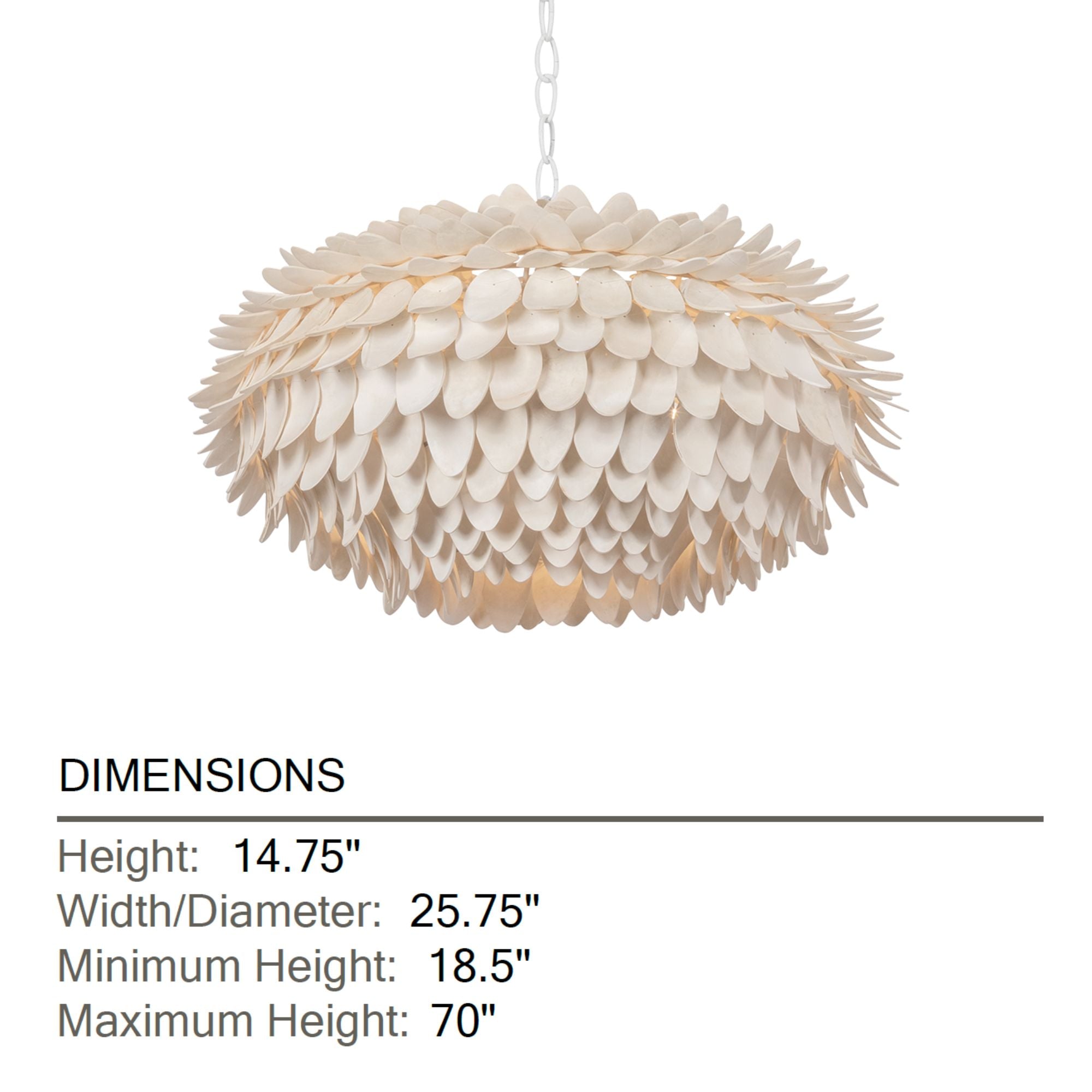 Hudson Valley Alsen 25.75 in. 3-Light Pendant, White Plaster with Coco Shell Shade