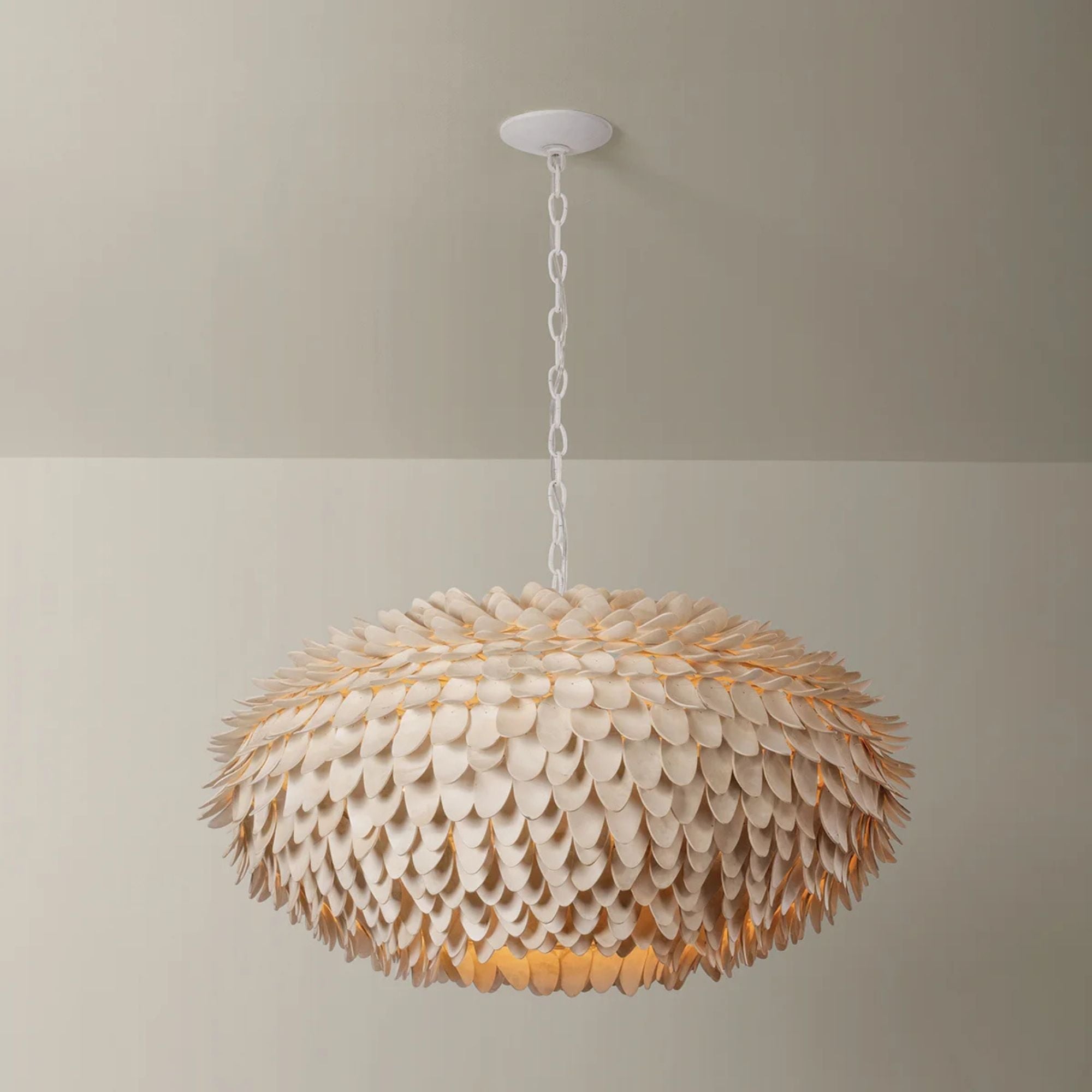 Hudson Valley Alsen 36.5 in. 6-Light Pendant, White Plaster with Coco Shell