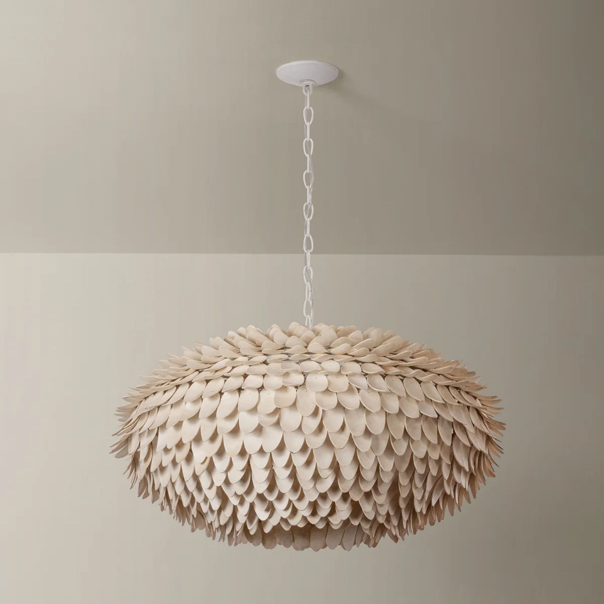 Hudson Valley Alsen 36.5 in. 6-Light Pendant, White Plaster with Coco Shell