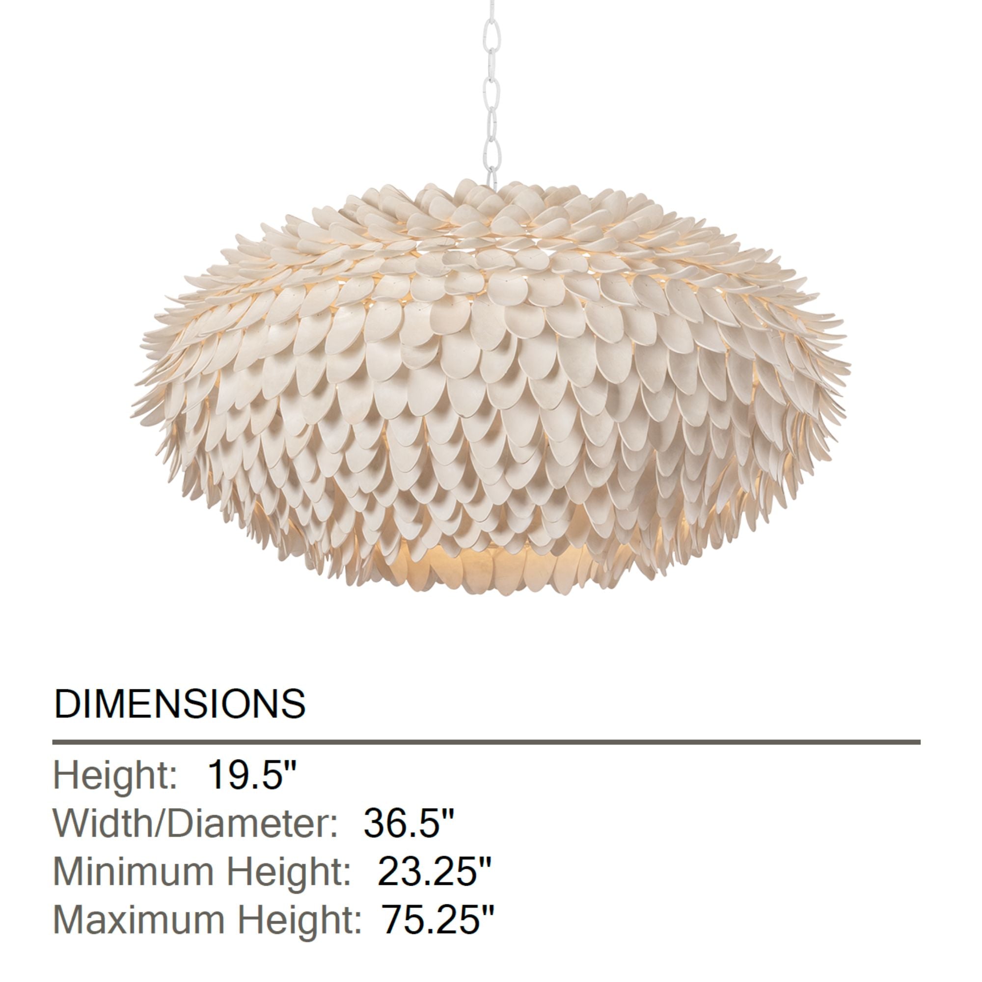Hudson Valley Alsen 36.5 in. 6-Light Pendant, White Plaster with Coco Shell