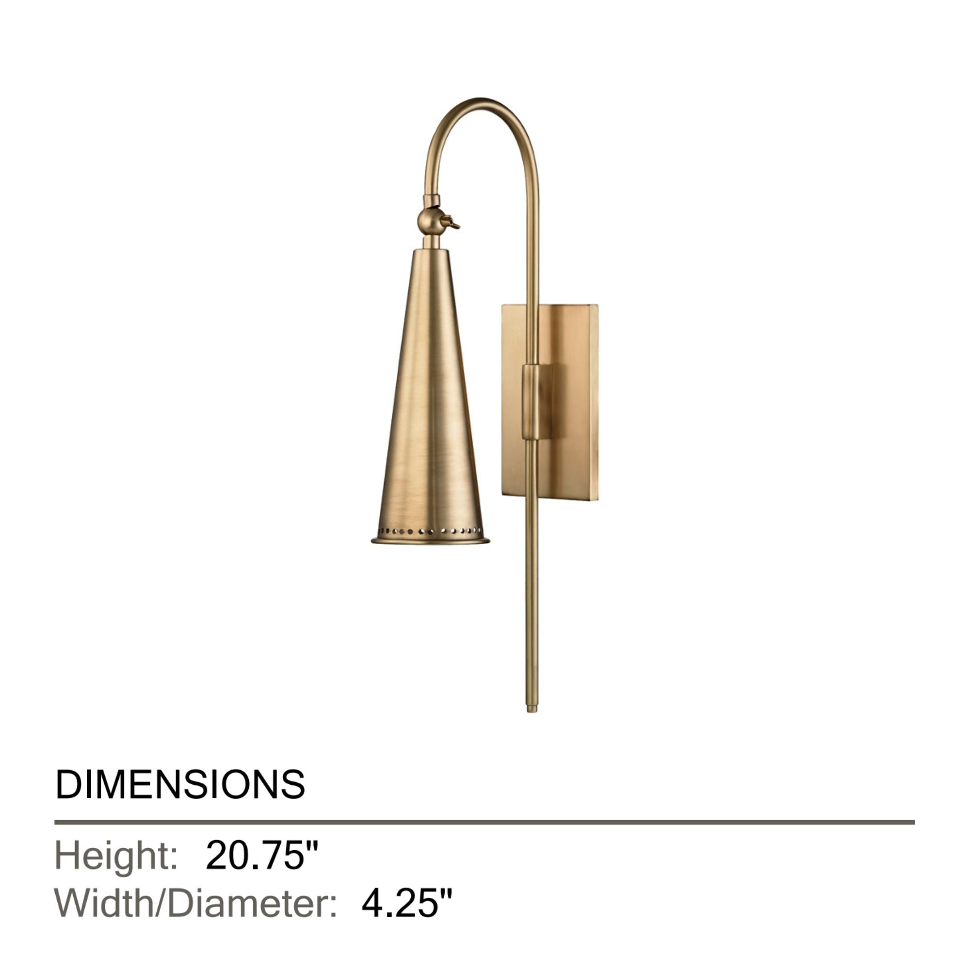 Alva 21" Wall Sconce, Aged Brass Finish