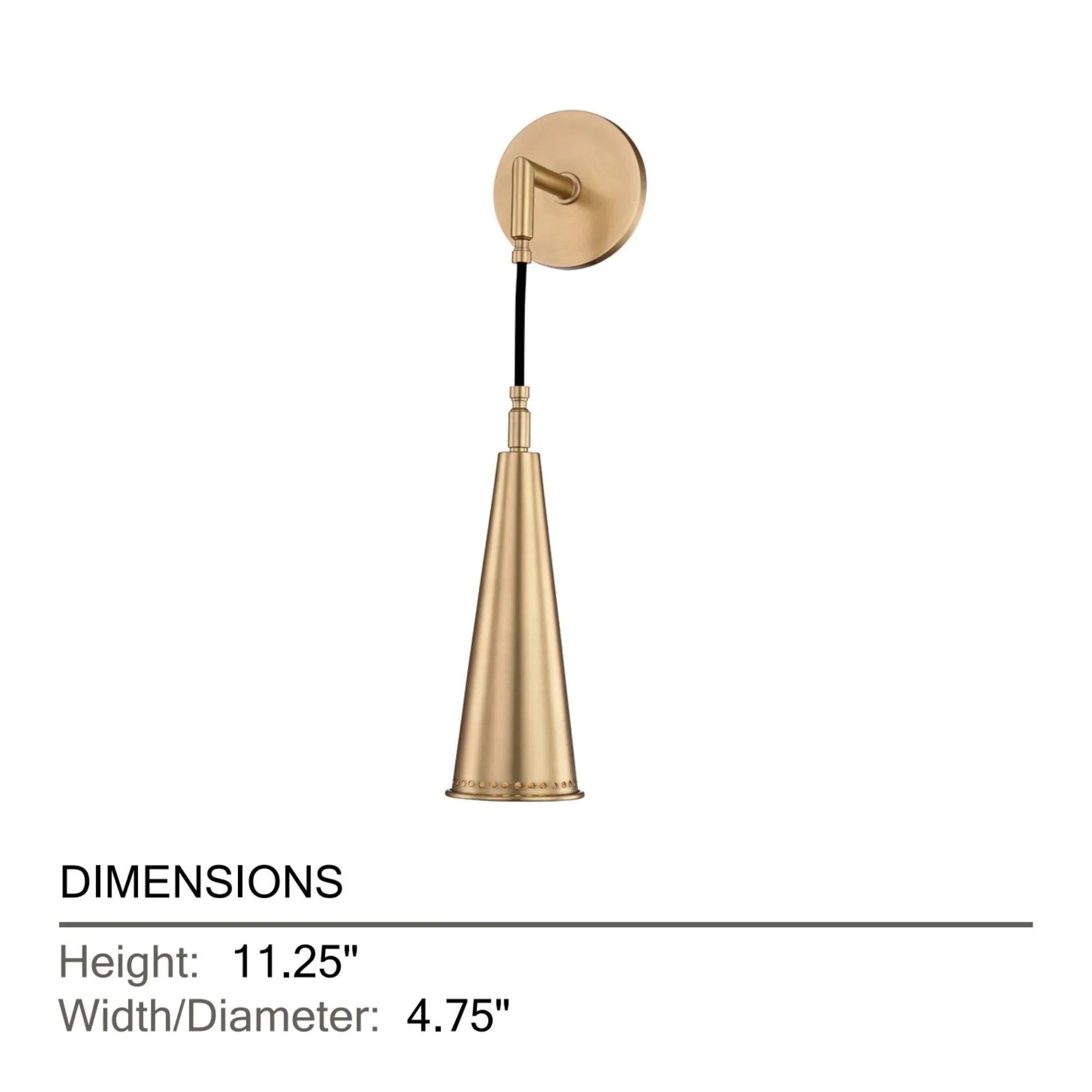 Alva 11" Wall Sconce, Aged Brass Finish