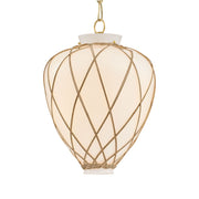 Hudson Valley Apple Valley 18 in. Pendant Light, Aged Brass with Opal Glossy Glass Urn Shade