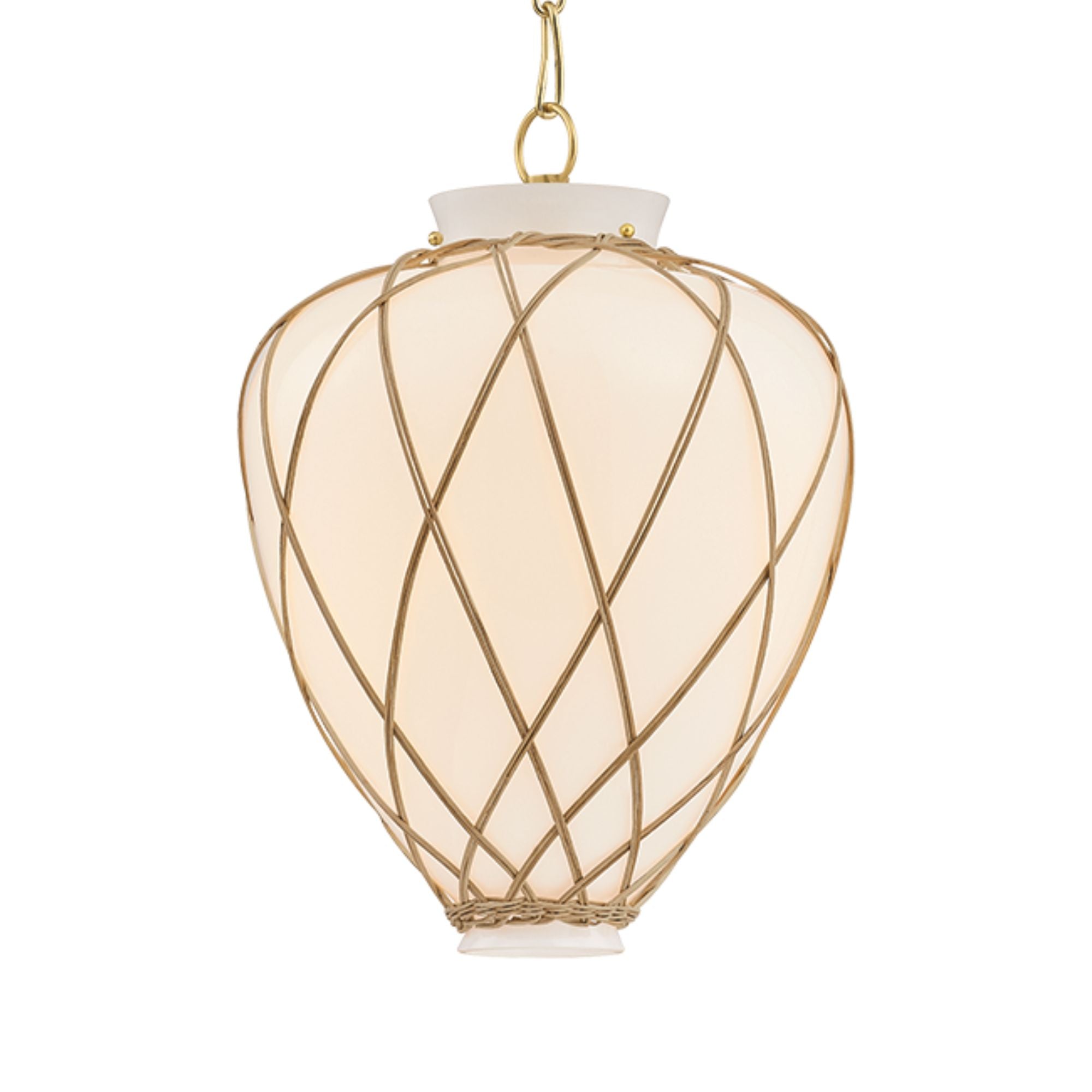 Hudson Valley Apple Valley Pendant Light, Aged Brass with Opal Glossy Glass Urn Shade