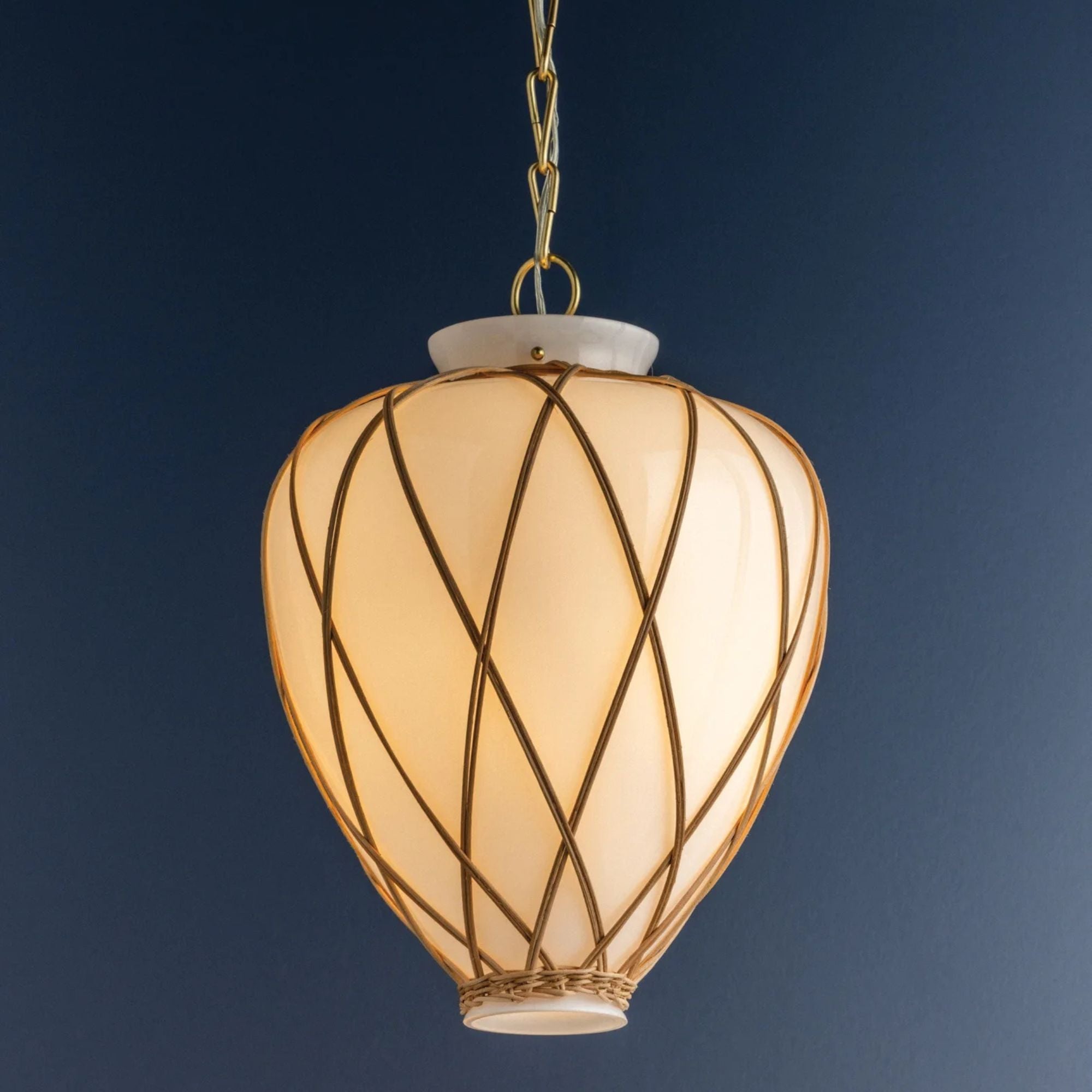 Hudson Valley Apple Valley Pendant Light, Aged Brass with Opal Glossy Glass Urn Shade