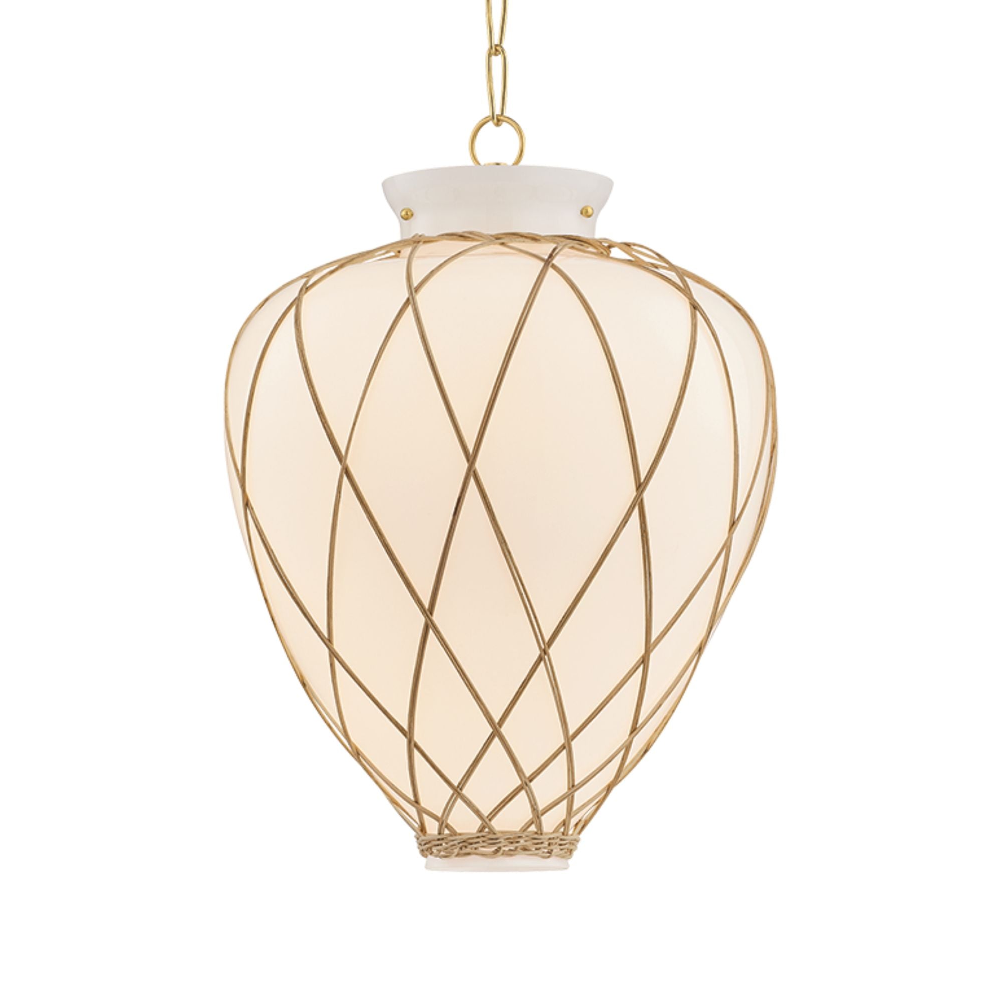 Hudson Valley Apple Valley Pendant Light, Aged Brass with Opal Glossy Glass Urn Shade