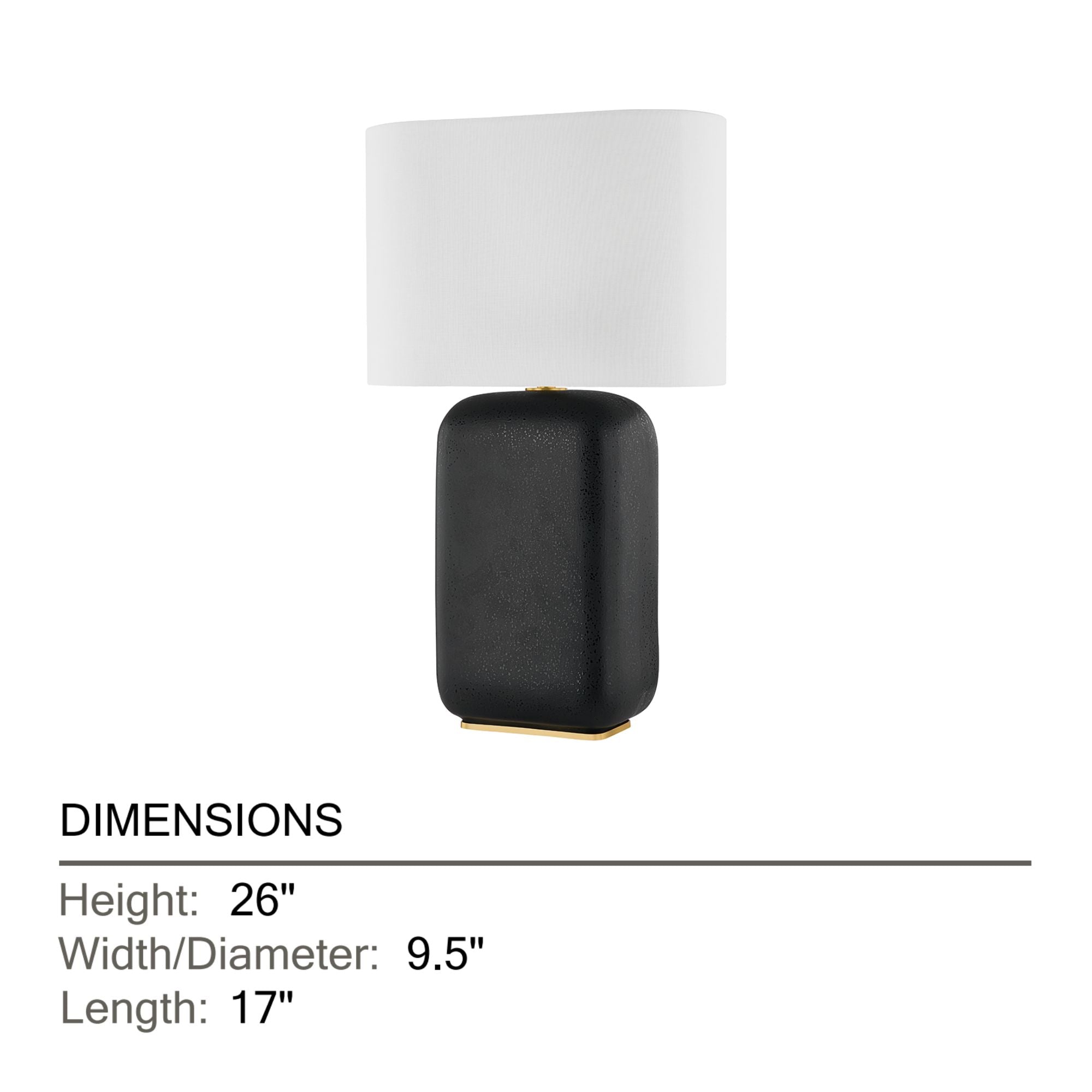 Arthur 26" Table Lamp, Aged Brass/Black Lava Ceramic Finish