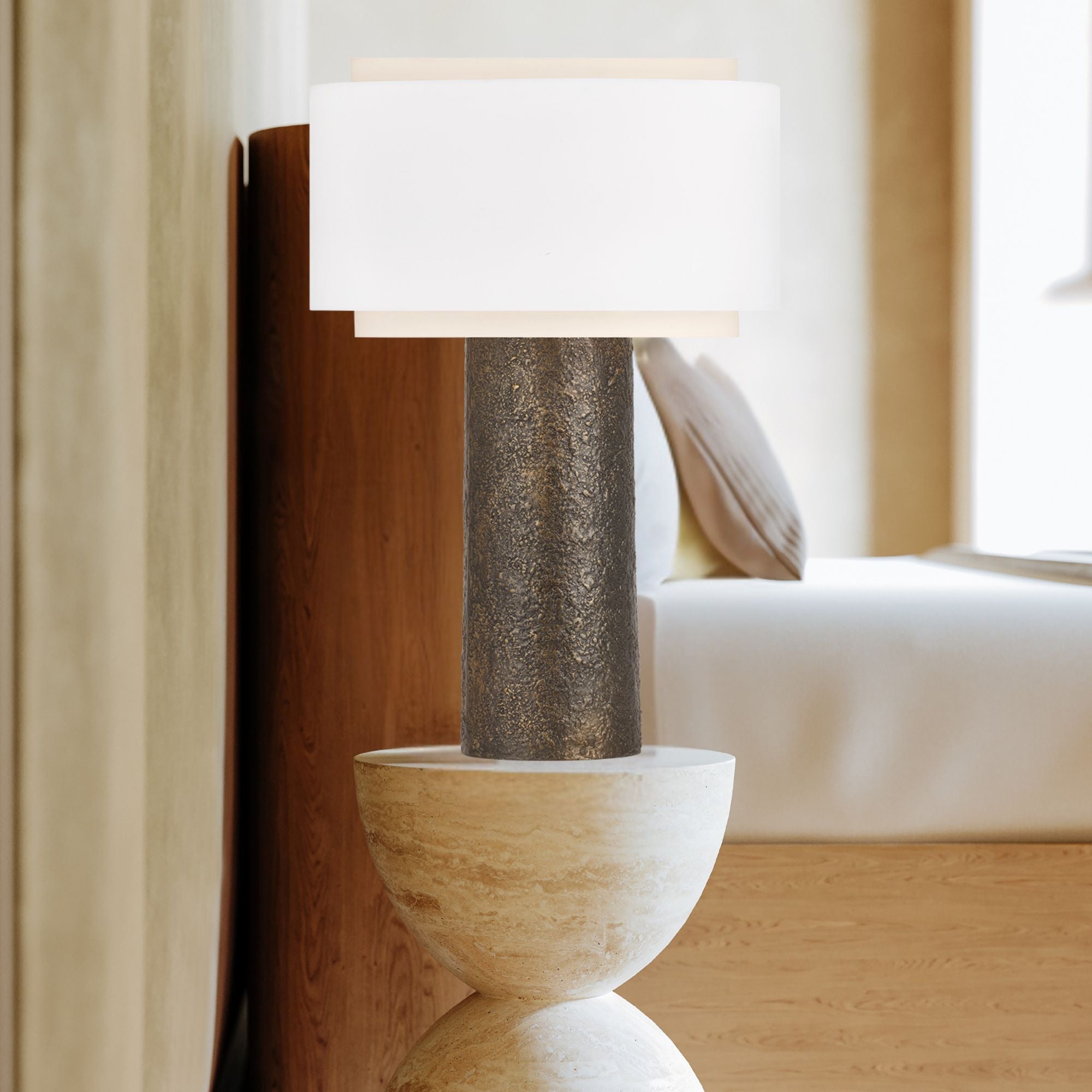 Hudson Valley Ashburton 31.5 in. Table Lamp, Bronze with White Linen Shade