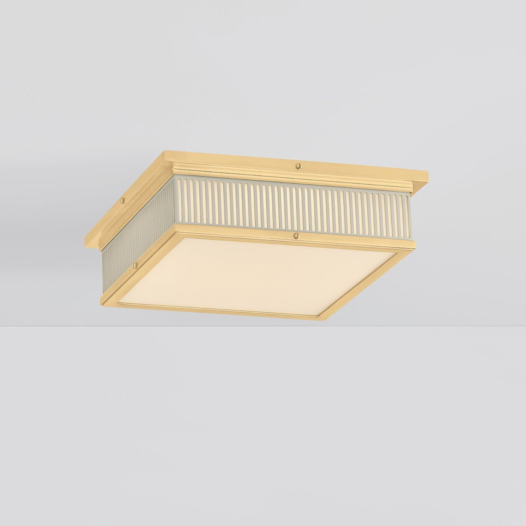 Ashdown 14" Square LED Flush Mount, Aged Brass/Off-White Finish