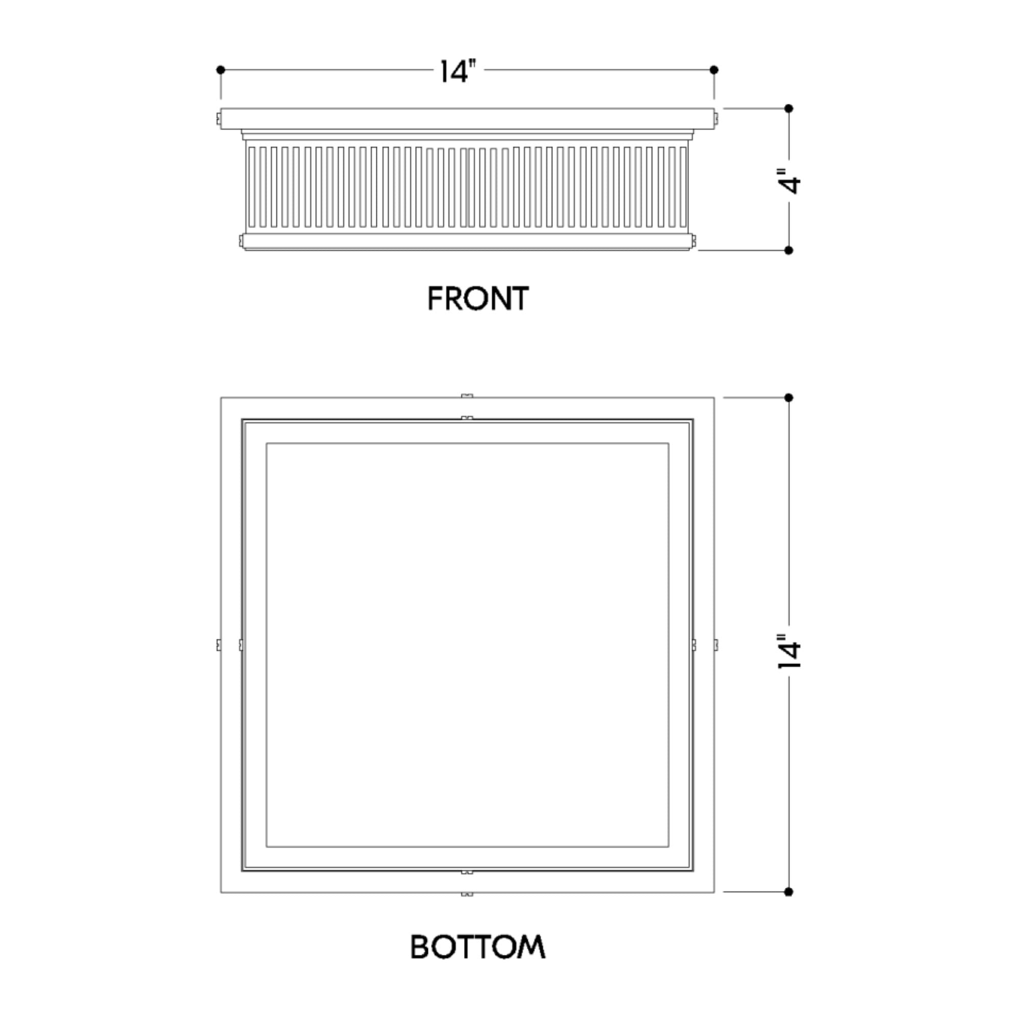 Ashdown 14" Square LED Flush Mount, Aged Brass/Off-White Finish