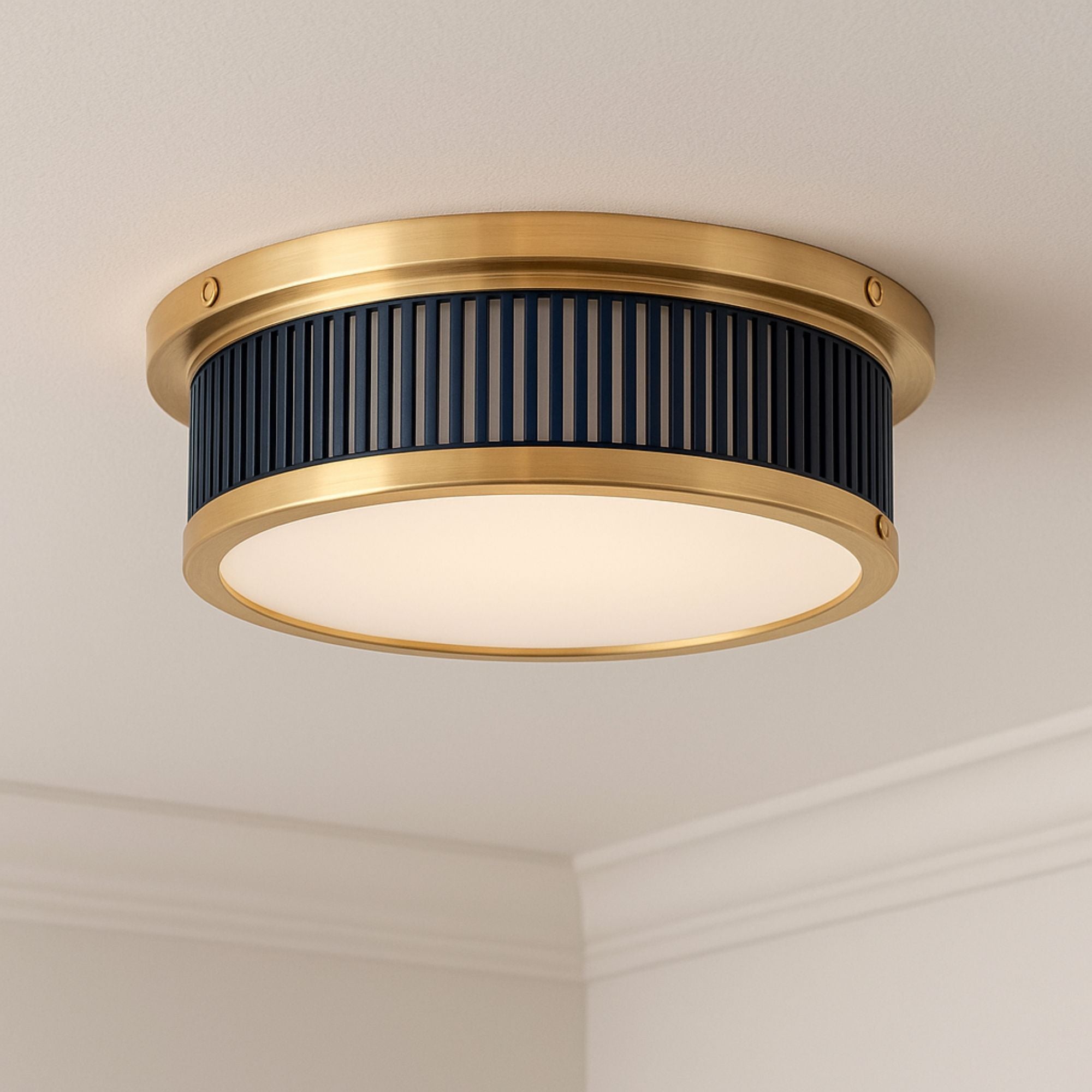 Ashdown 14" LED Flush Mount, Aged Brass/Distressed Bronze Finish