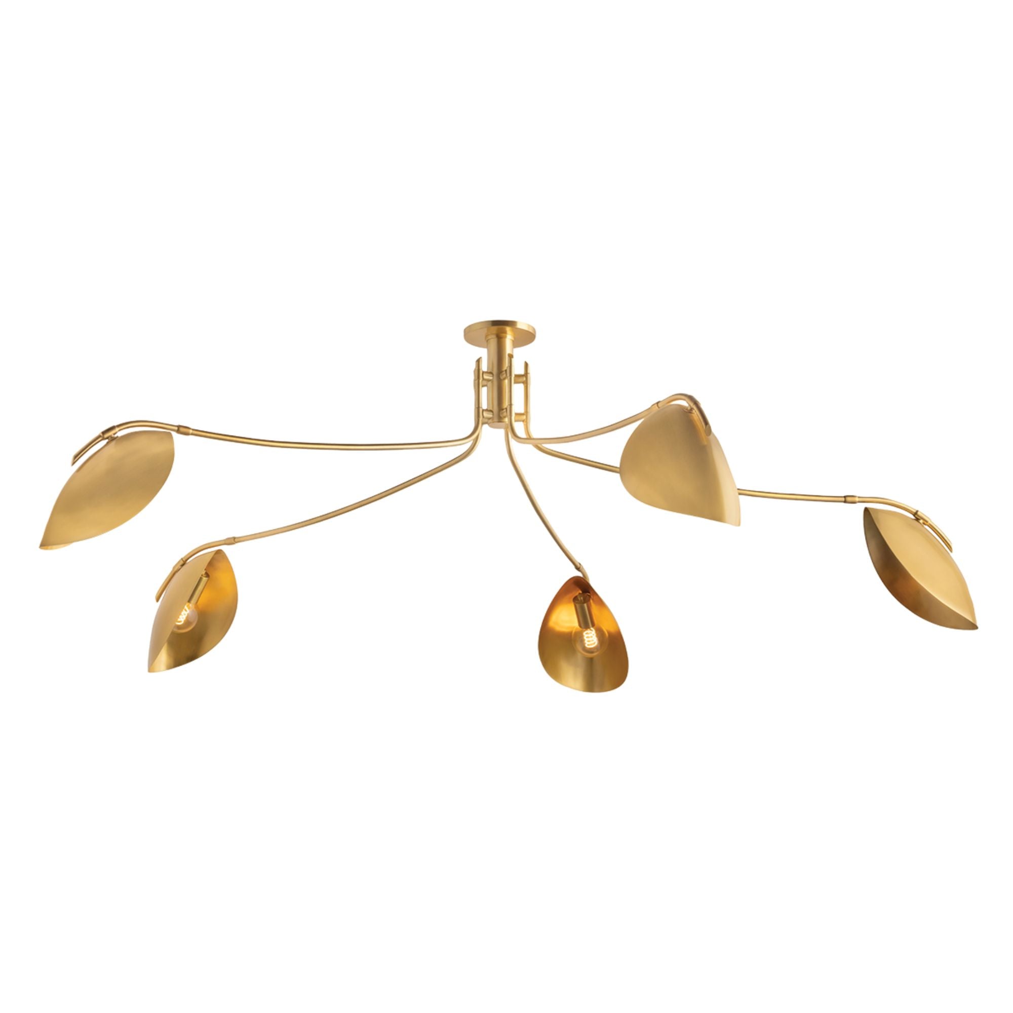 Hudson Valley Avondale 21 in. 5-Light Semi-Flush Mount, Aged Brass