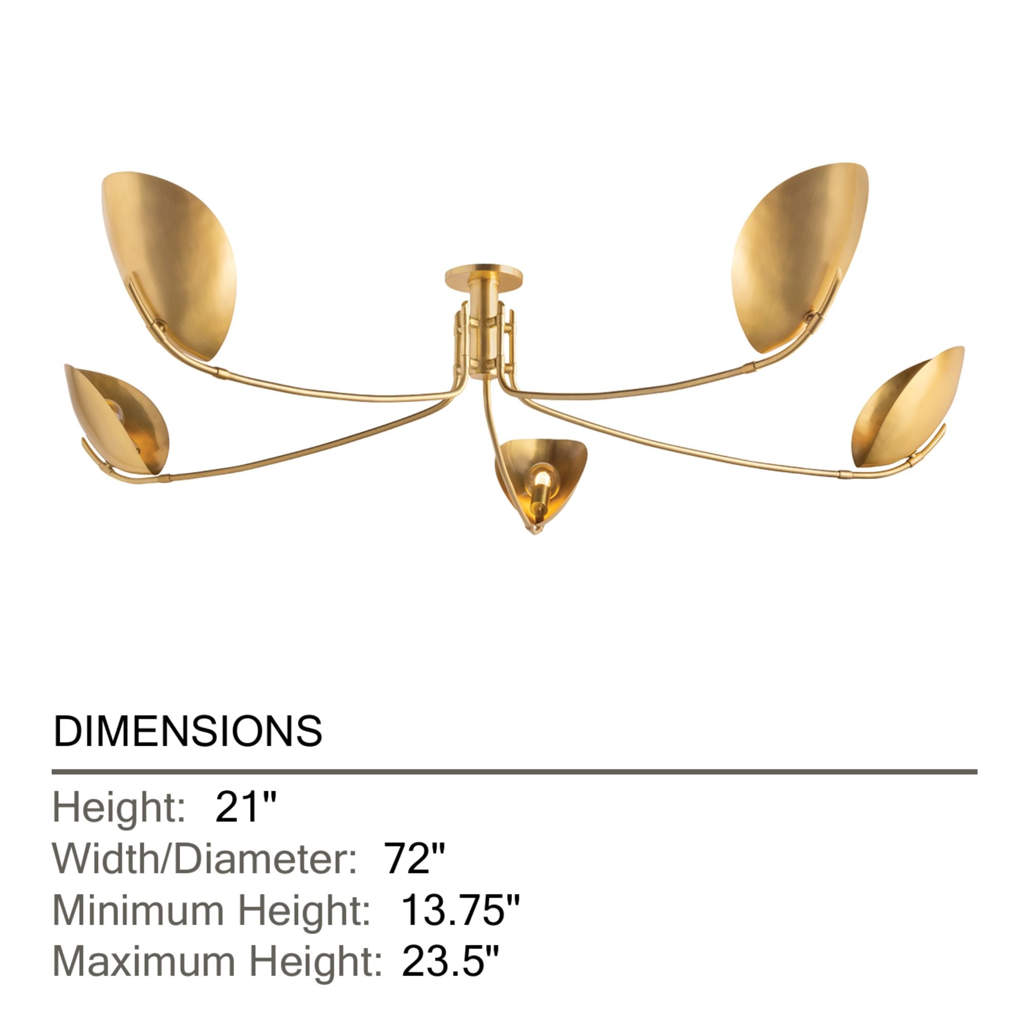 Hudson Valley Avondale 21 in. 5-Light Semi-Flush Mount, Aged Brass