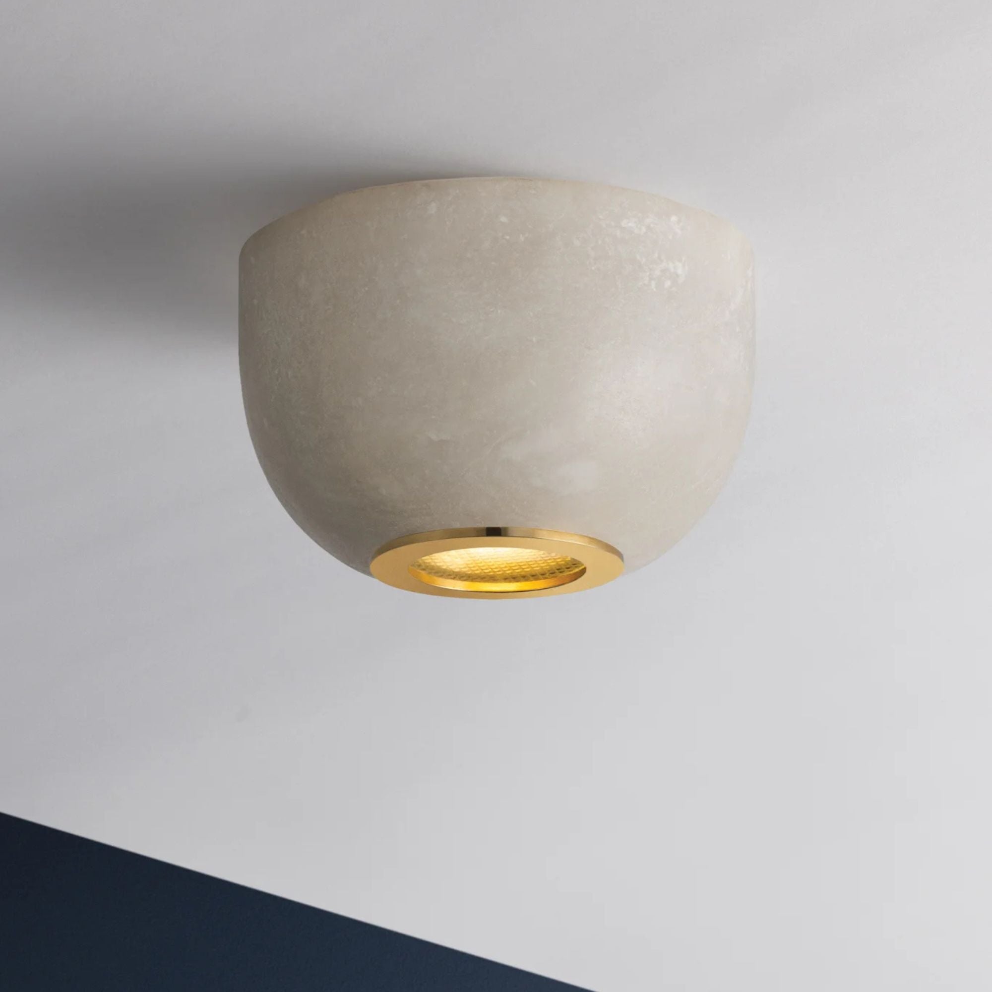 Hudson Valley Bains Corner 5 in. Flush Mount Light, Aged Brass with Alabaster Natural Stone
