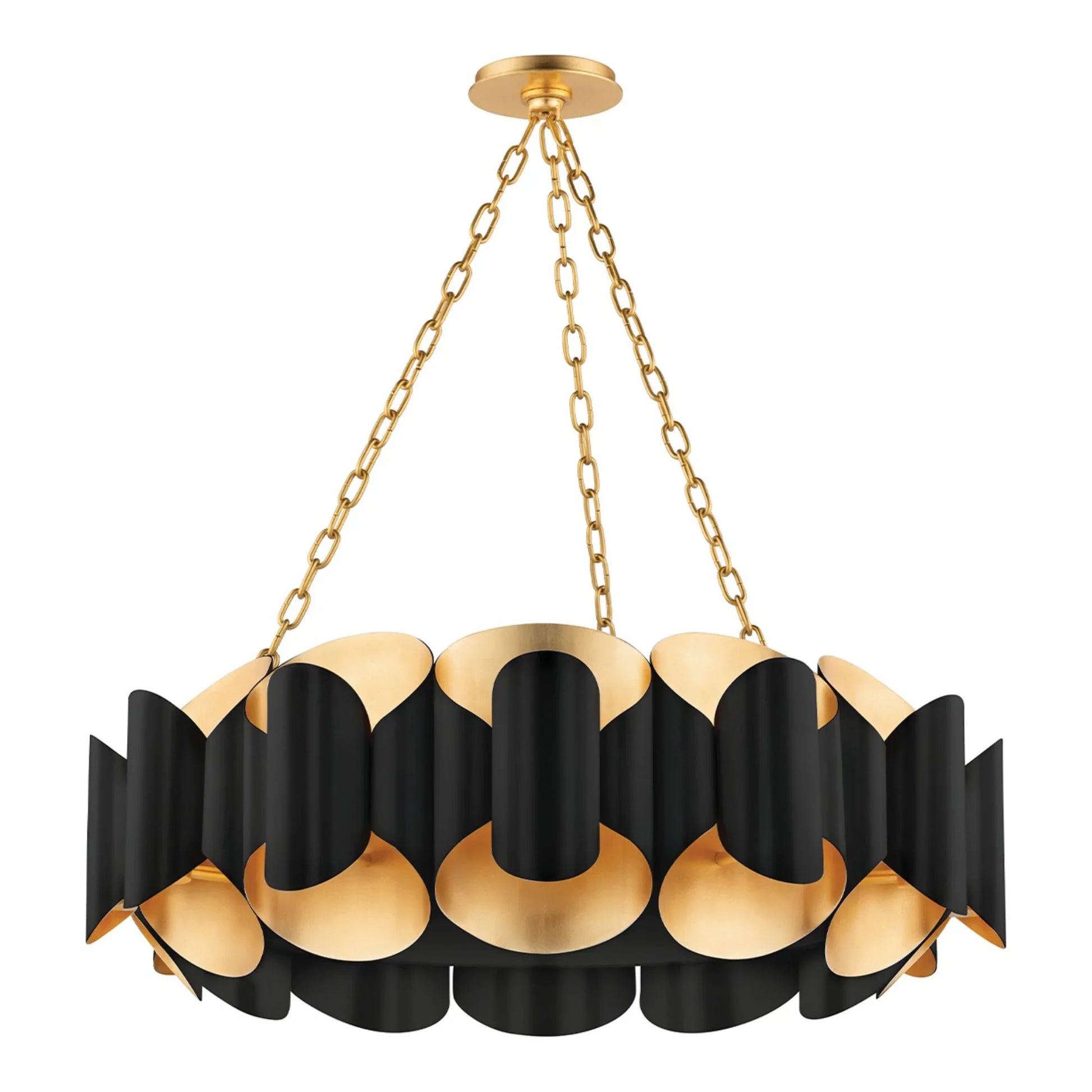 Hudson Valley Lighting - Banks 35" 12-Light Chandelier, Gold Leaf/Black Finish | Bees Lighting