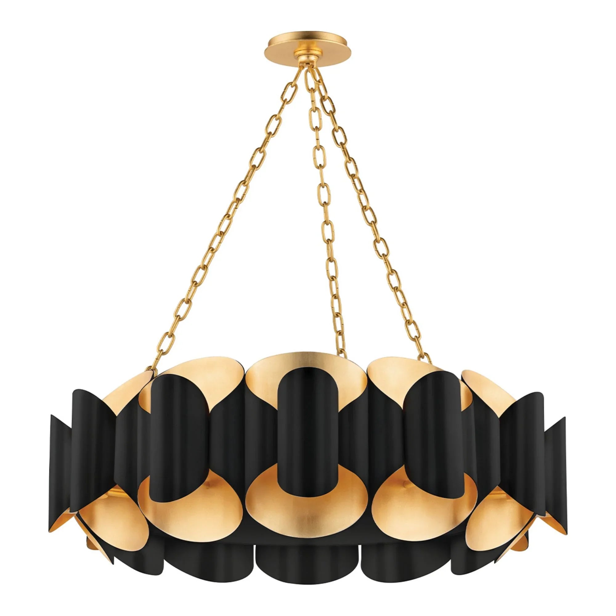 Hudson Valley Lighting - Banks 35" 12-Light Chandelier, Gold Leaf/Black Finish | Bees Lighting