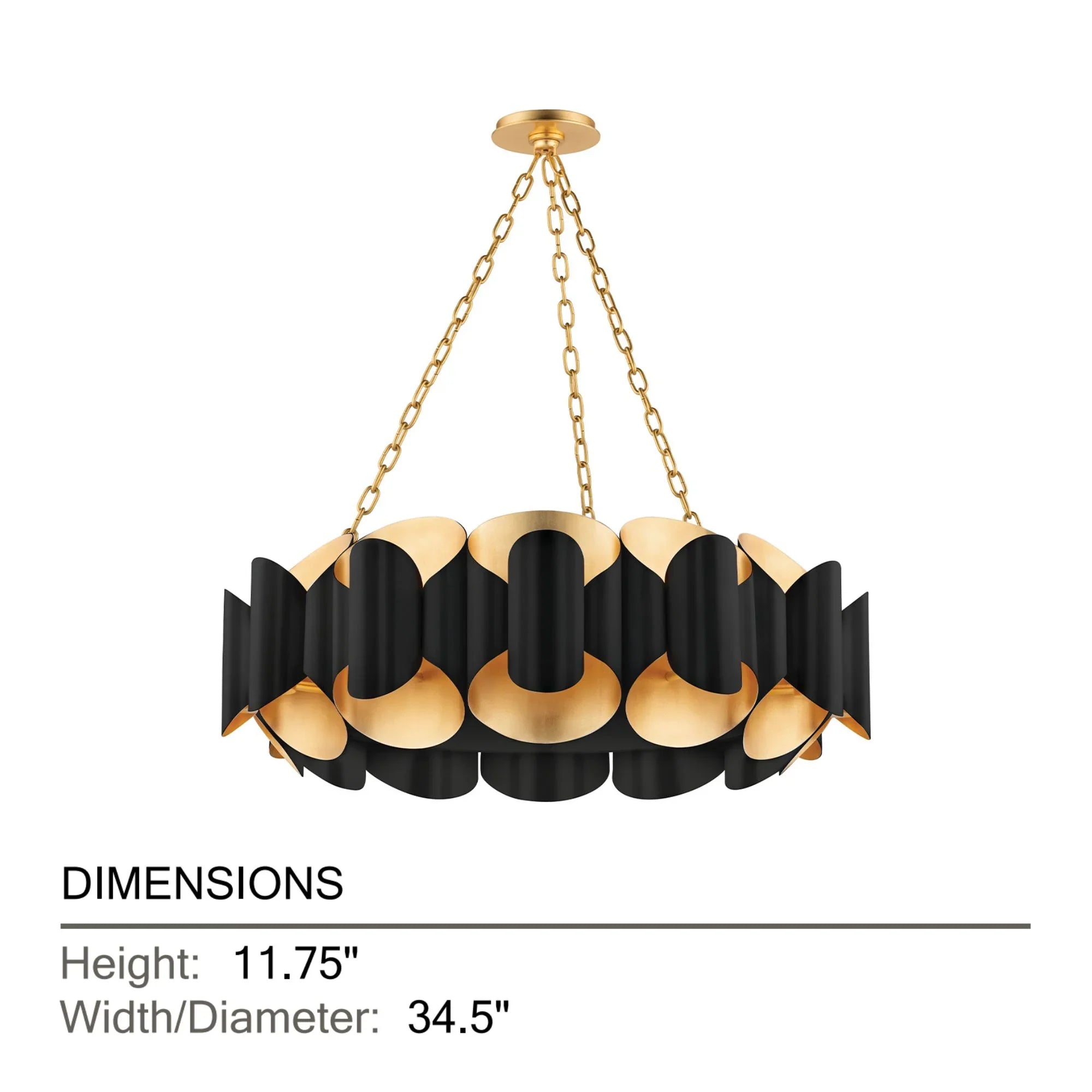 Hudson Valley Lighting - Banks 35" 12-Light Chandelier, Gold Leaf/Black Finish | Bees Lighting