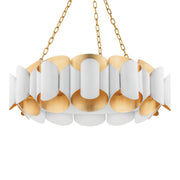 Banks 35" 12-Light Chandelier, Gold Leaf/White Finish
