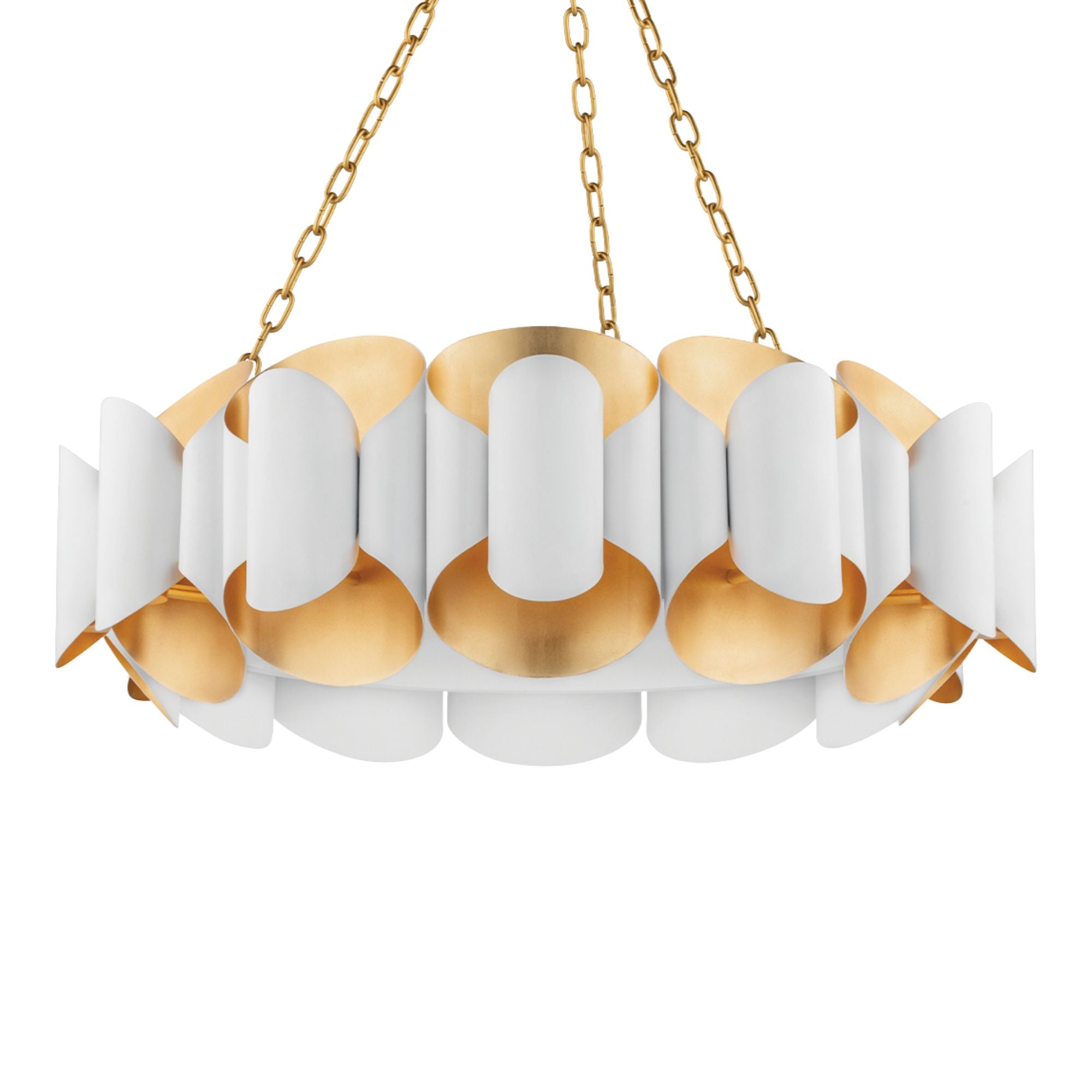 Banks 35" 12-Light Chandelier, Gold Leaf/White Finish