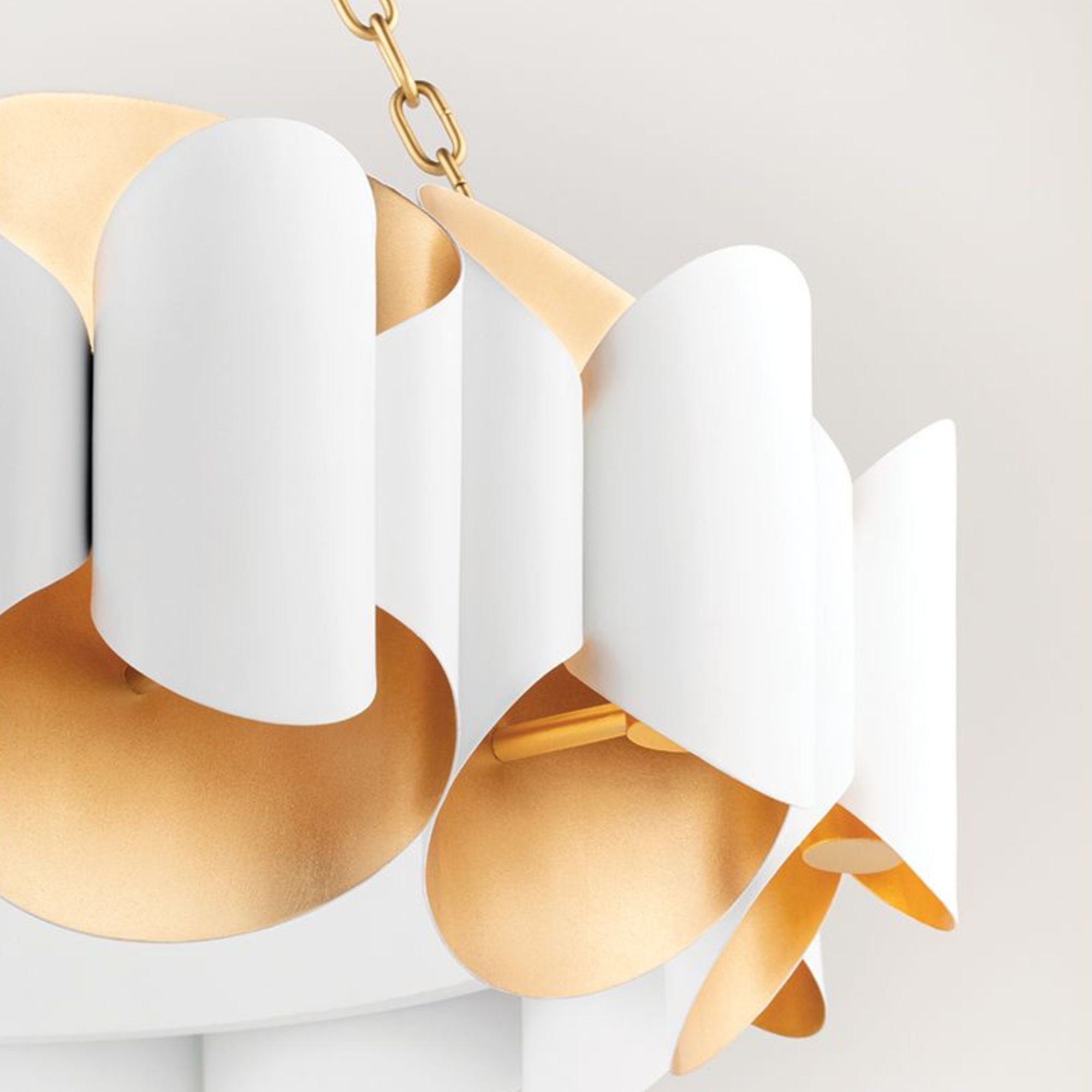 Banks 35" 12-Light Chandelier, Gold Leaf/White Finish