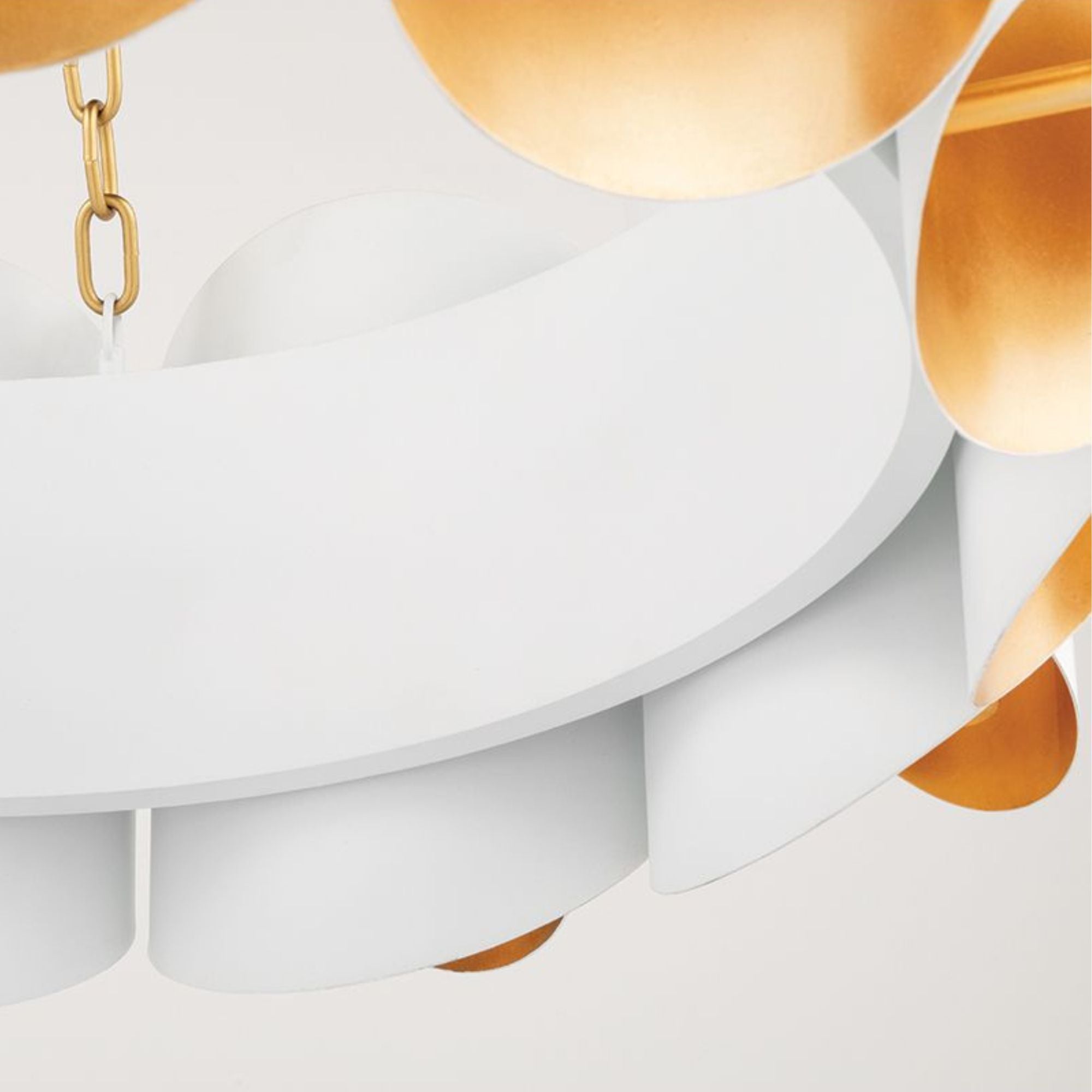 Banks 35" 12-Light Chandelier, Gold Leaf/White Finish