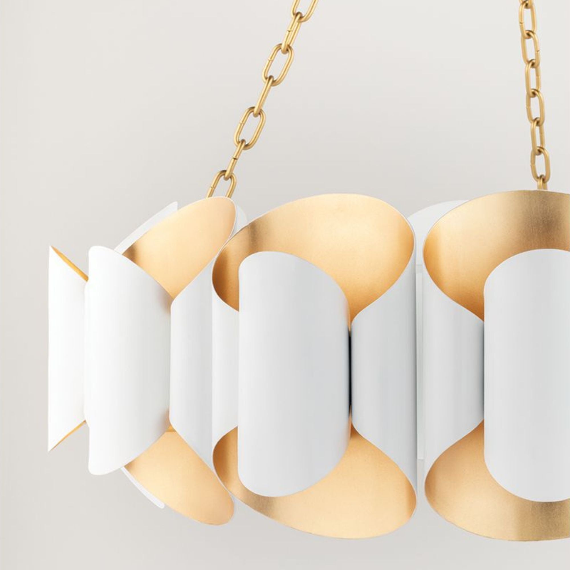 Banks 35" 12-Light Chandelier, Gold Leaf/White Finish