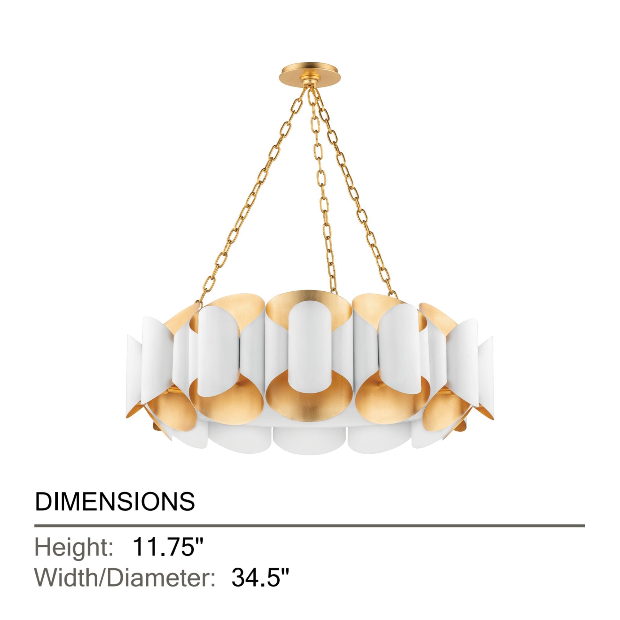 Banks 35" 12-Light Chandelier, Gold Leaf/White Finish