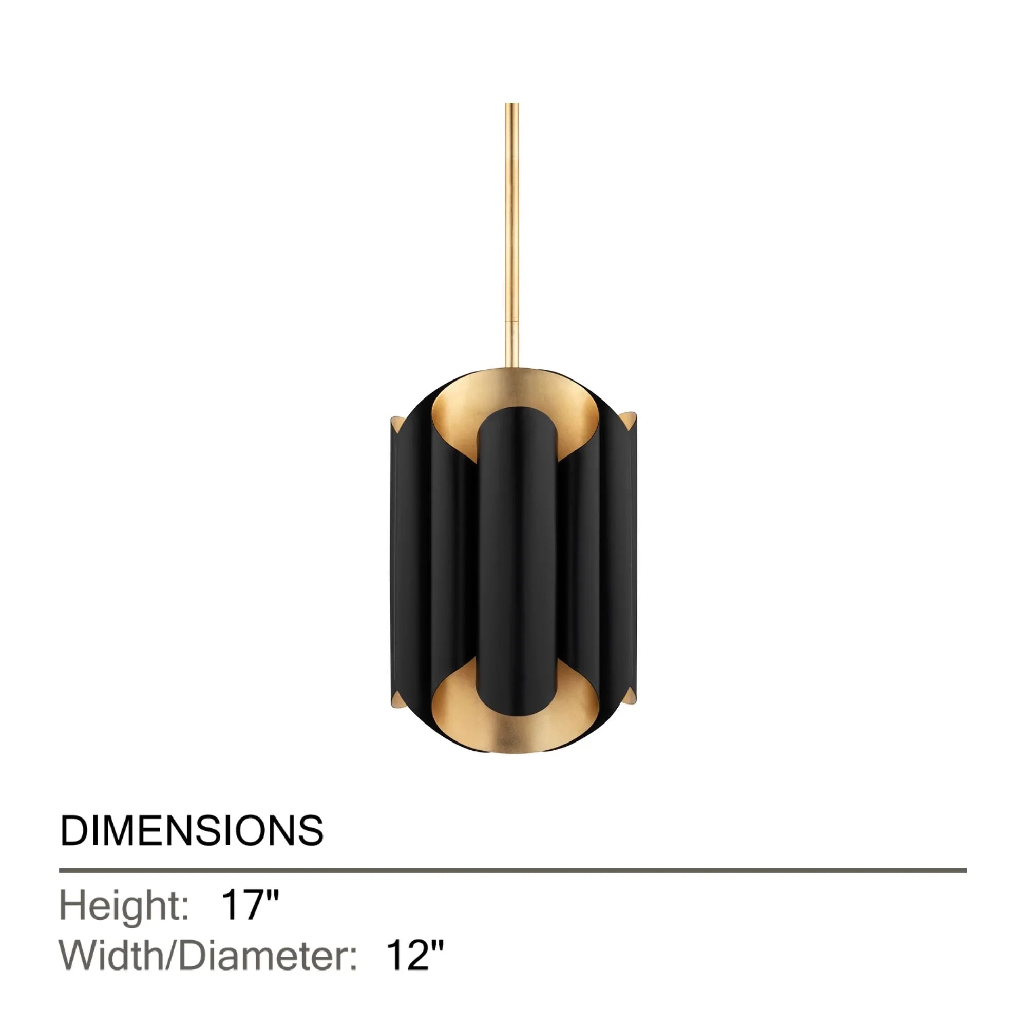 Hudson Valley Lighting - Banks 17" 6-Light Pendant, Gold Leaf/Black Finish | Bees Lighting