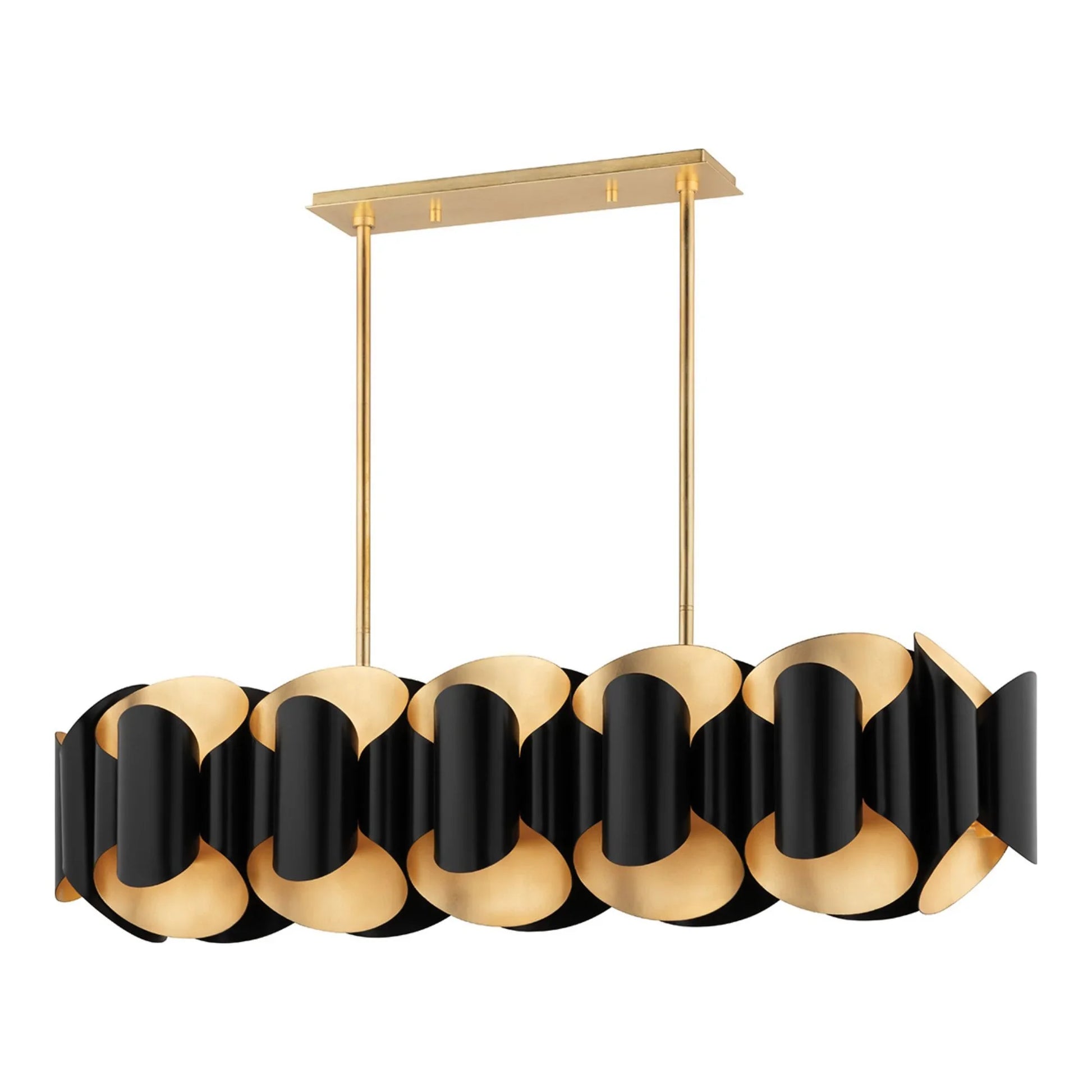 Hudson Valley Lighting - Banks 46" 12-Light Island Pendant, Gold Leaf/Black Finish | Bees Lighting