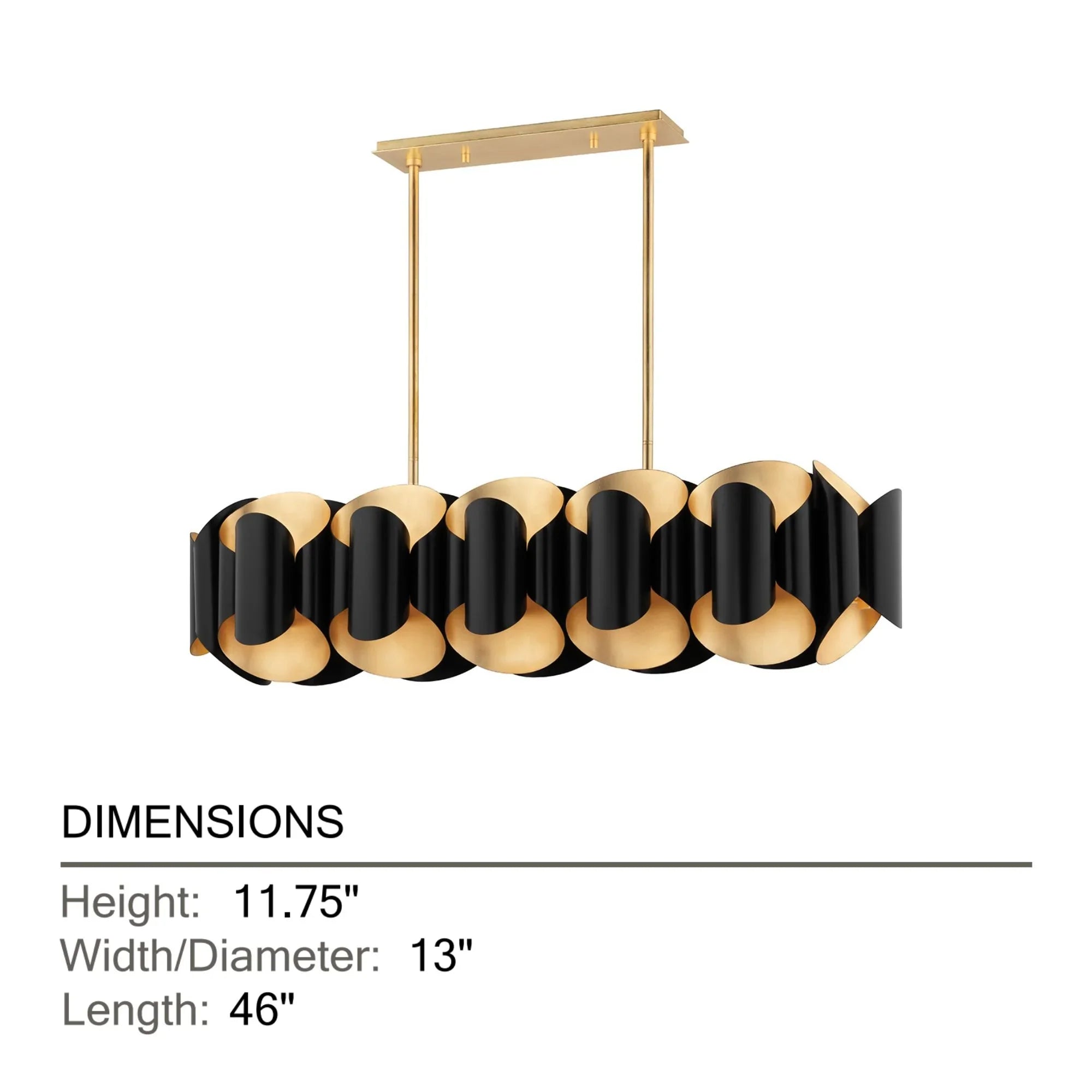 Hudson Valley Lighting - Banks 46" 12-Light Island Pendant, Gold Leaf/Black Finish | Bees Lighting