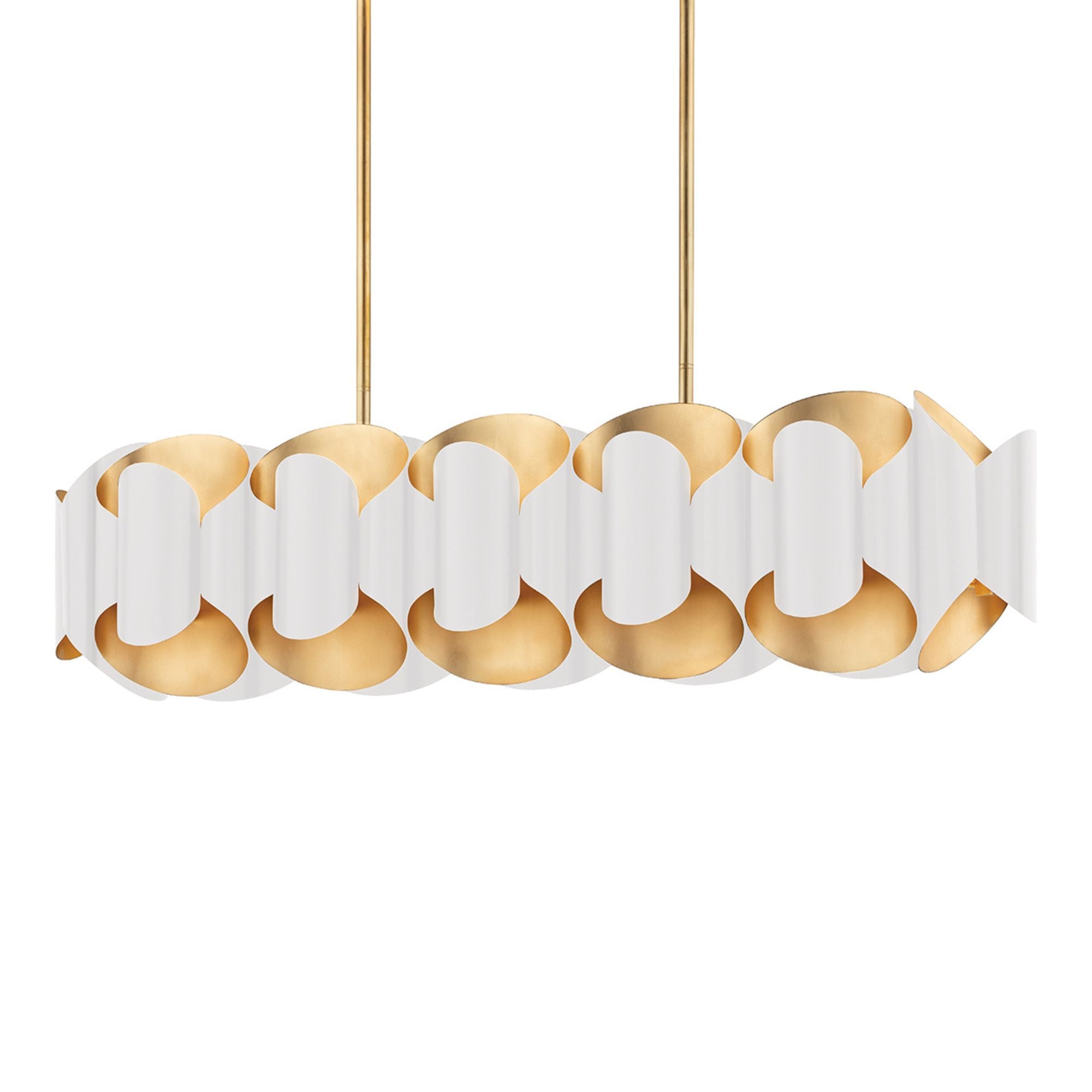 Banks 46" 12-Light Island Pendant, Gold Leaf/White Finish