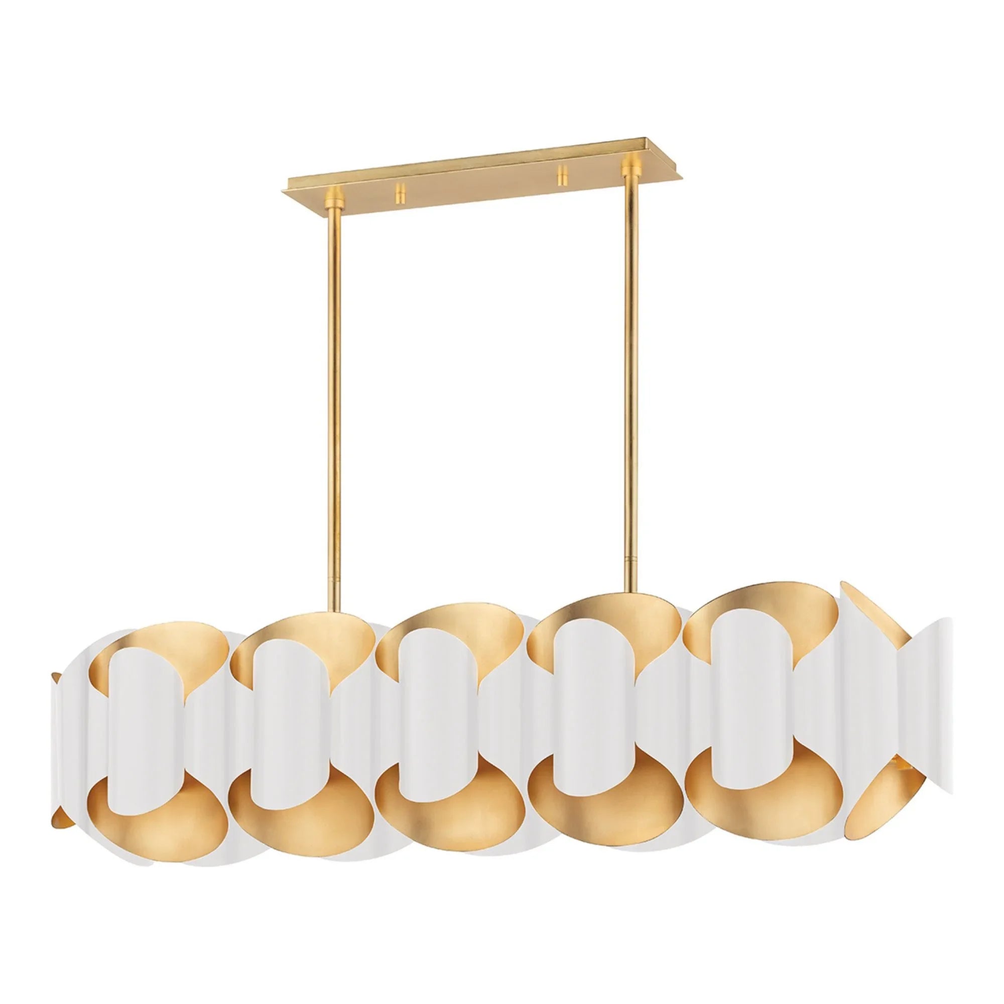 Hudson Valley Lighting - Banks 46" 12-Light Island Pendant, Gold Leaf/White Finish | Bees Lighting