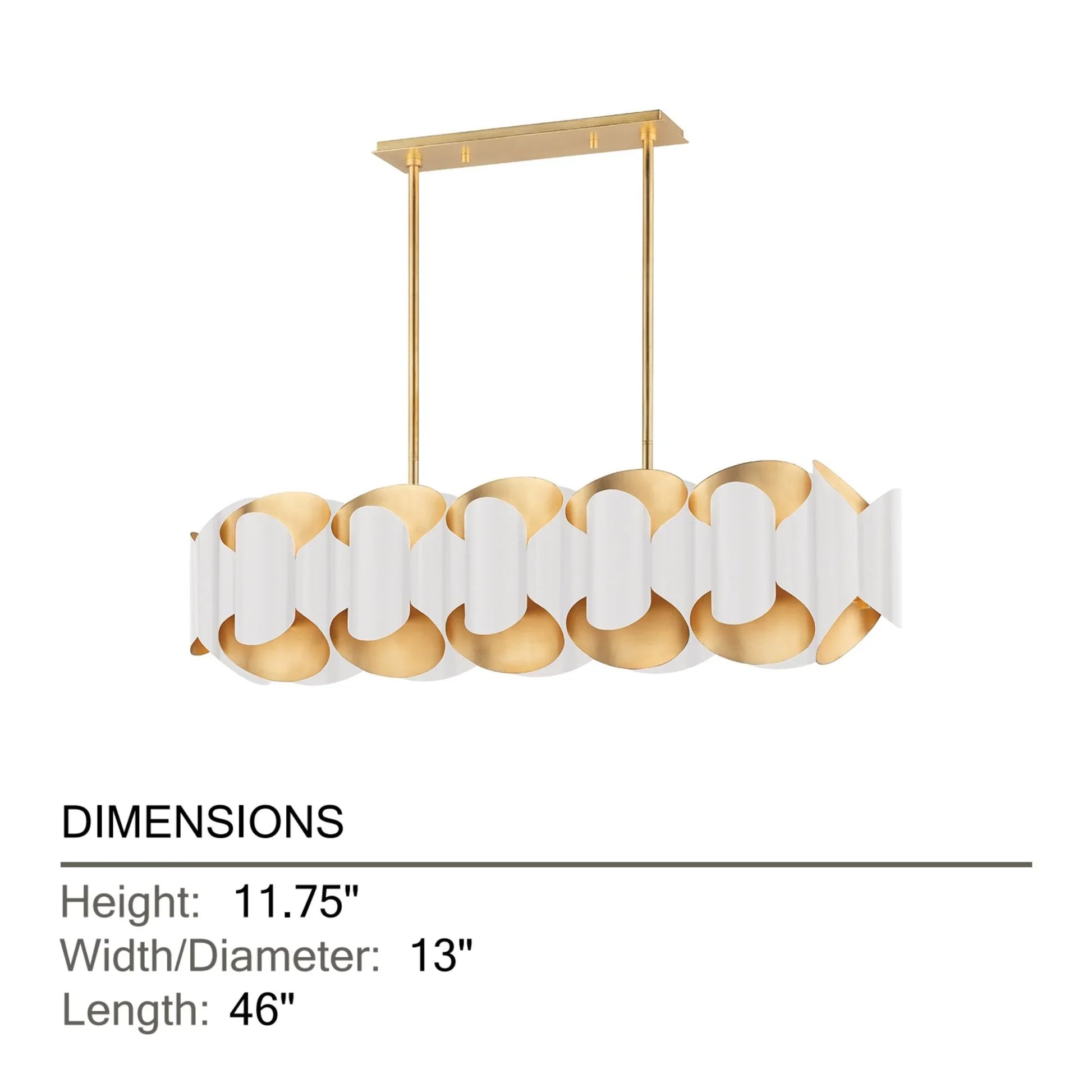 Hudson Valley Lighting - Banks 46" 12-Light Island Pendant, Gold Leaf/White Finish | Bees Lighting