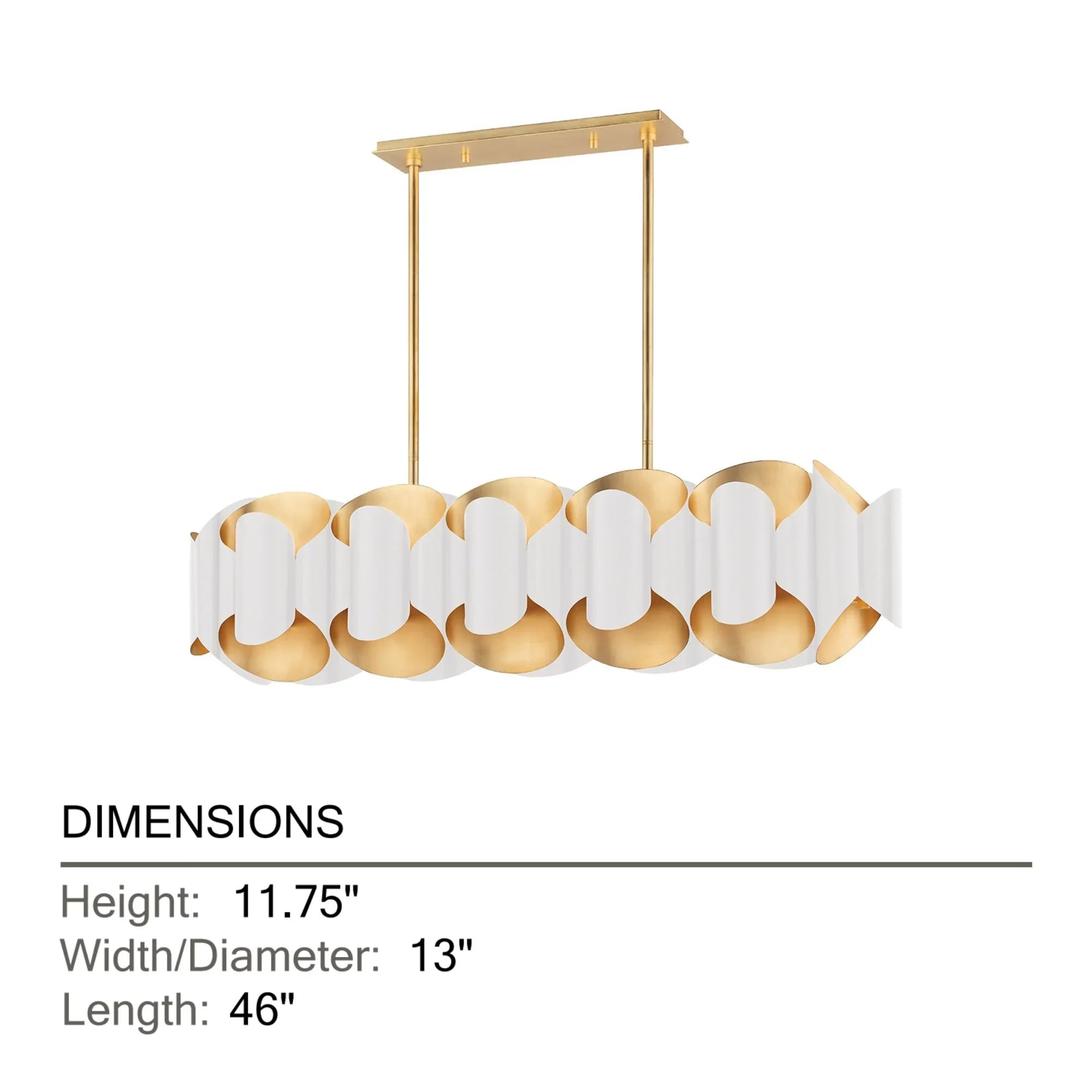 Hudson Valley Lighting - Banks 46" 12-Light Island Pendant, Gold Leaf/White Finish | Bees Lighting