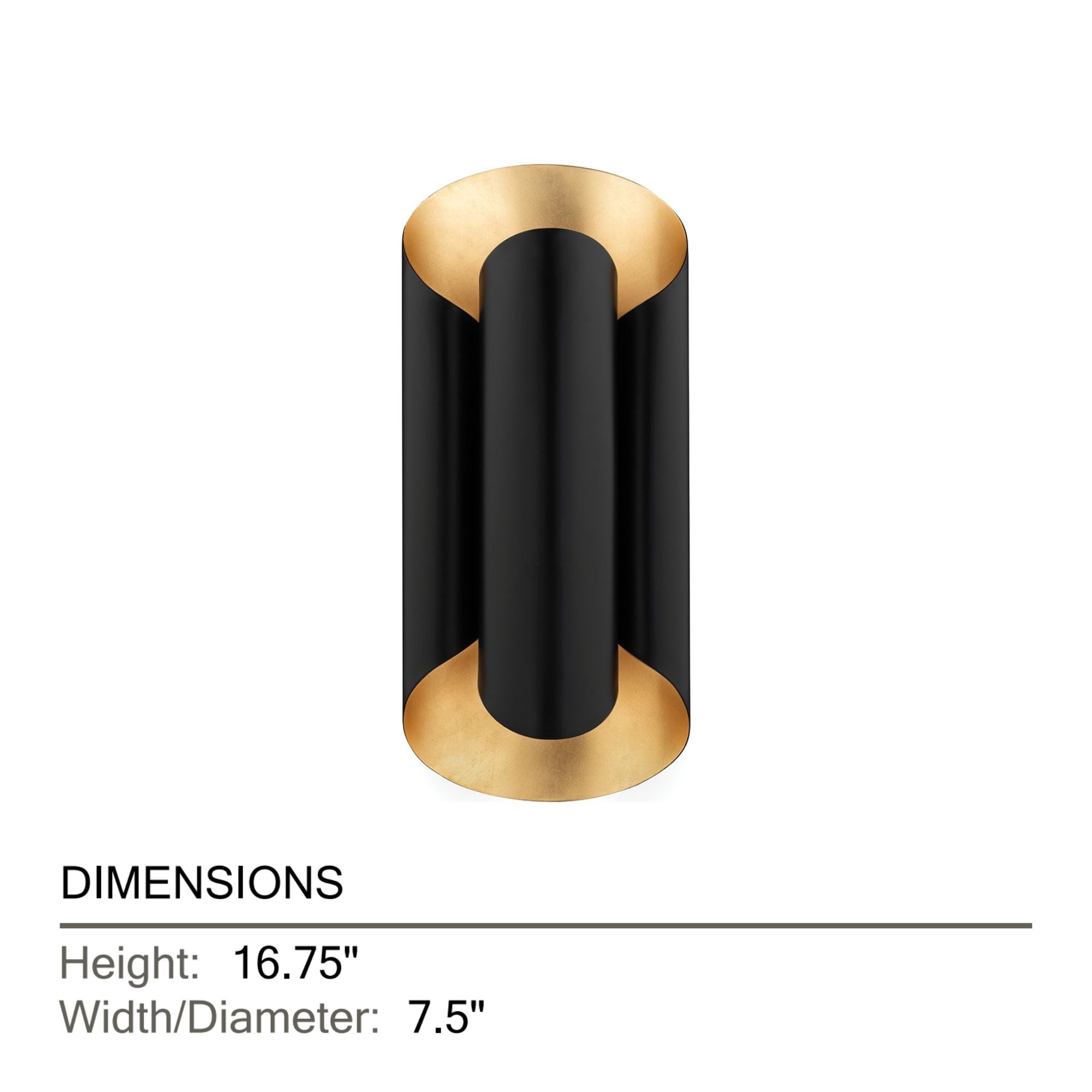 Banks 17" 2-Light Wall Sconce, Gold Leaf/Black Finish